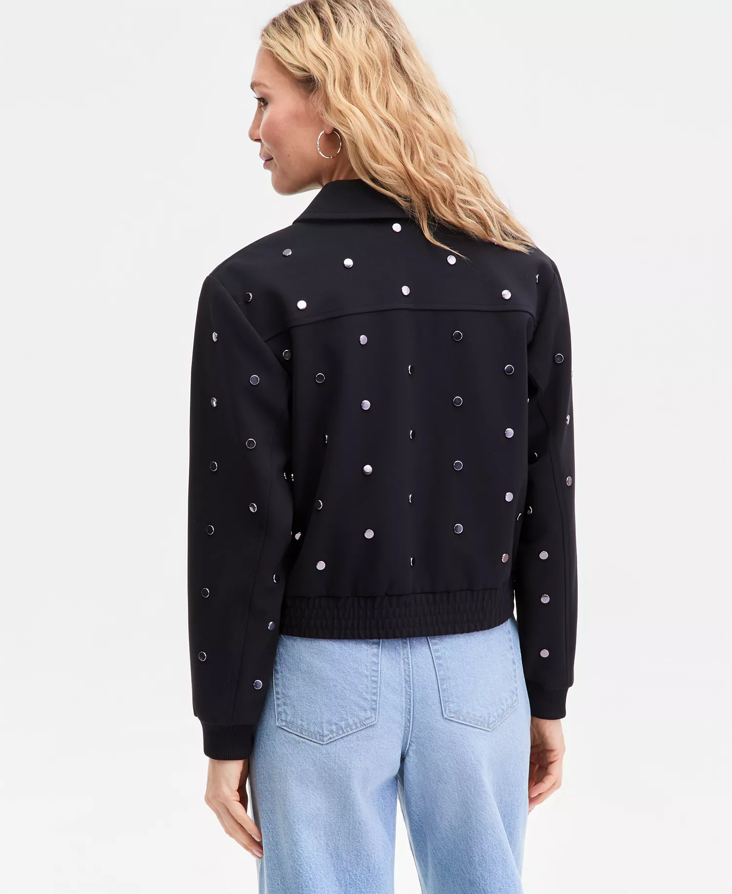 Women's Embellished Jacket, Macy's Exclusive - Deep Black - L