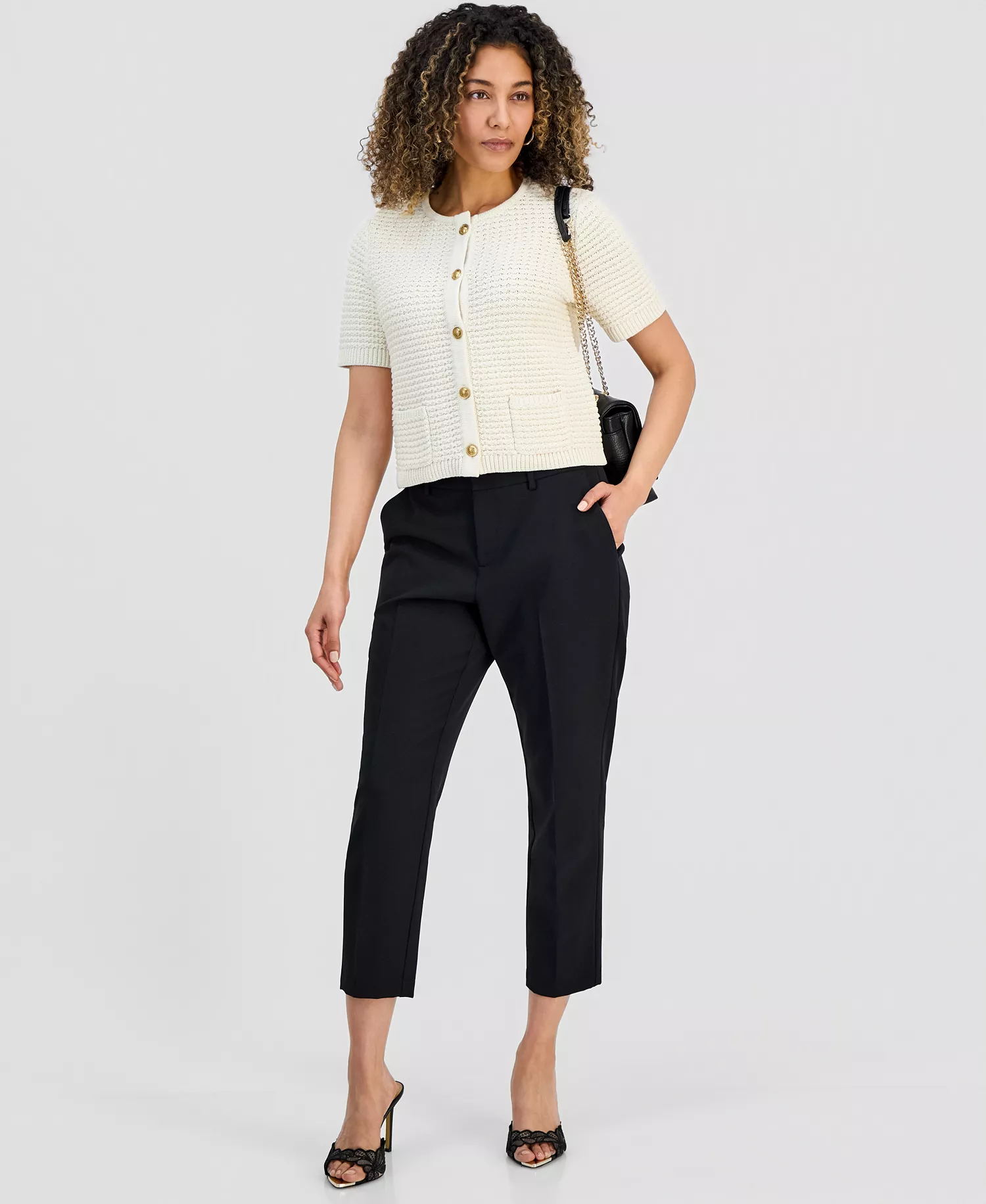 Women's Slim Cropped Trousers, Exclusively at Macy's - Deep Black - 0