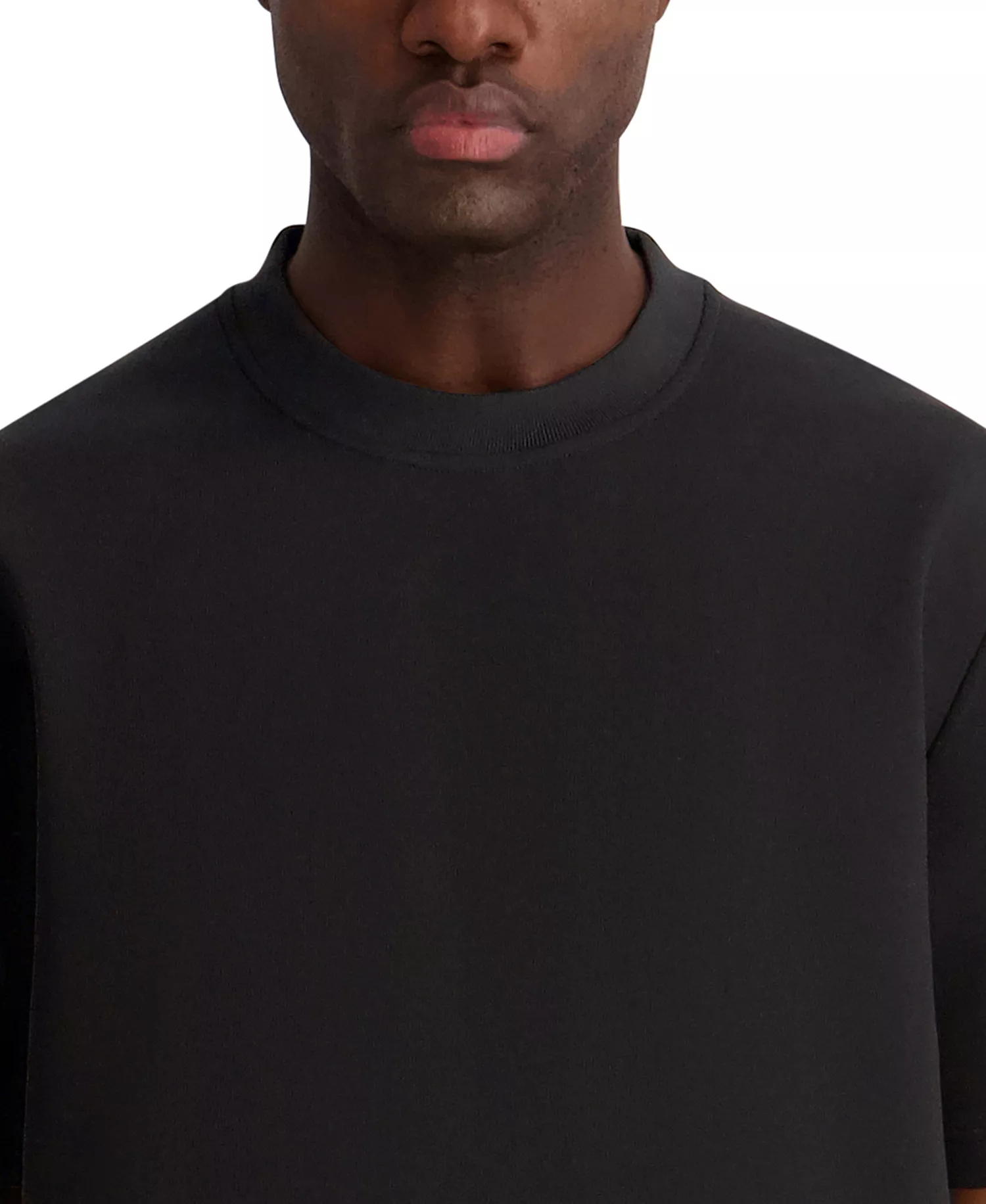 Men's Oversized Crewneck Ponte T-Shirt - Black - 2XL