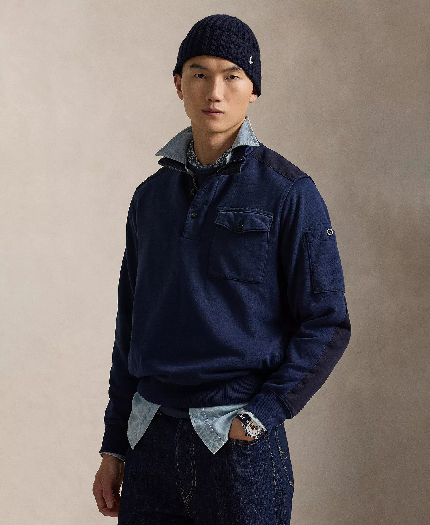 Men's Long-Sleeve Spectre Loopback Sweatshirt - Cruise Navy - L