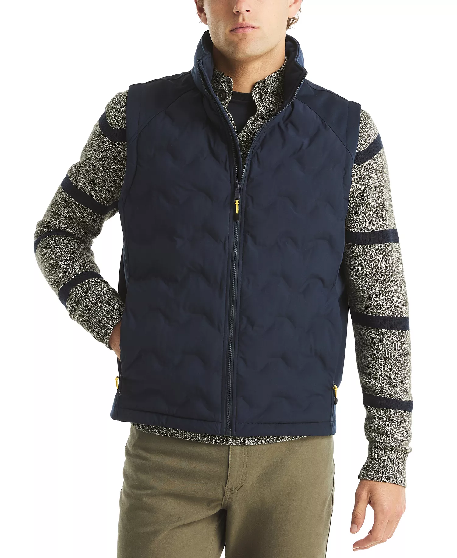 Men's Water-Resistant Hybrid Vest - Navy Seas - 2XL
