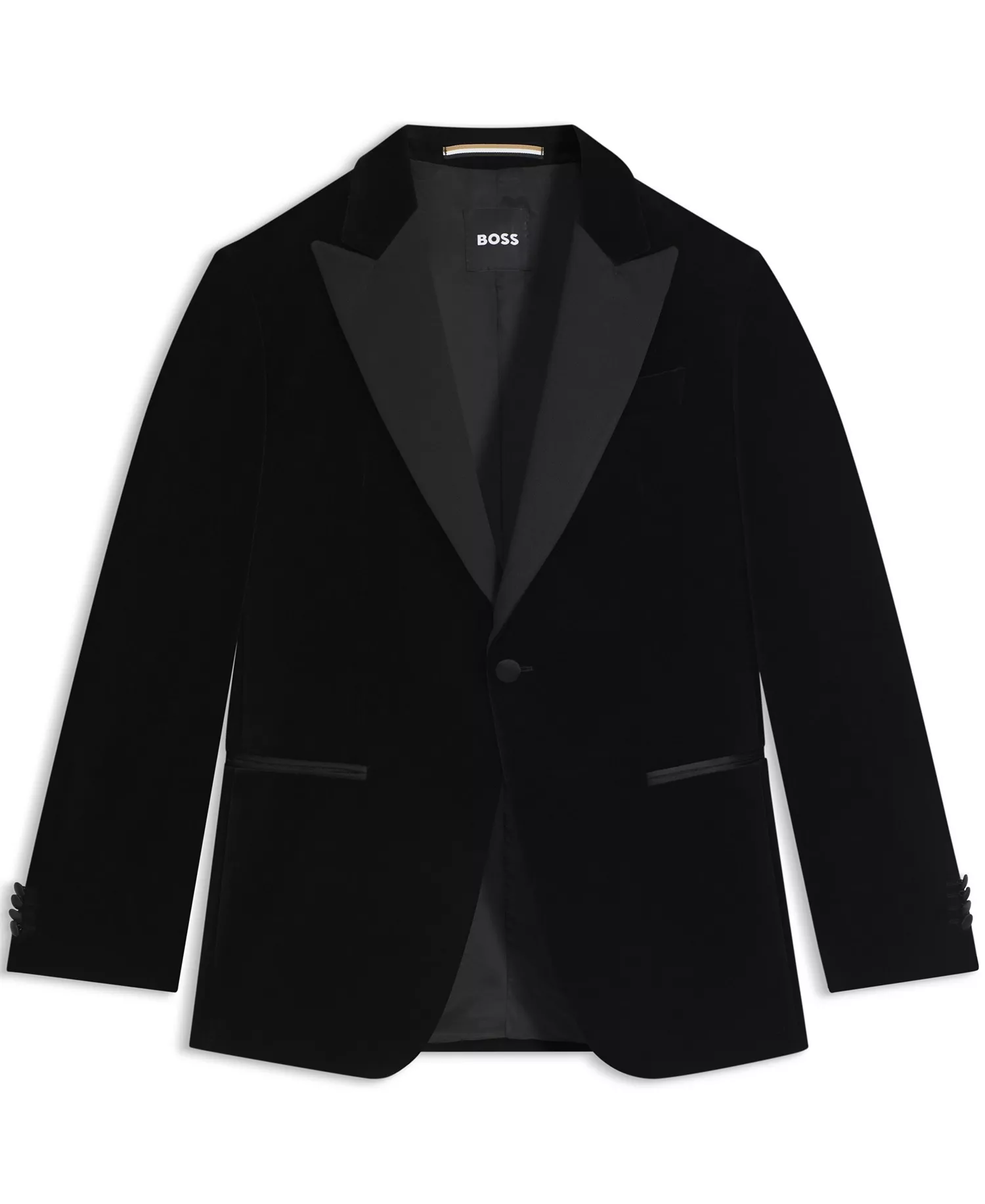Men's Cotton Velvet Slim-Fit Tuxedo Jacket - Black - 40R