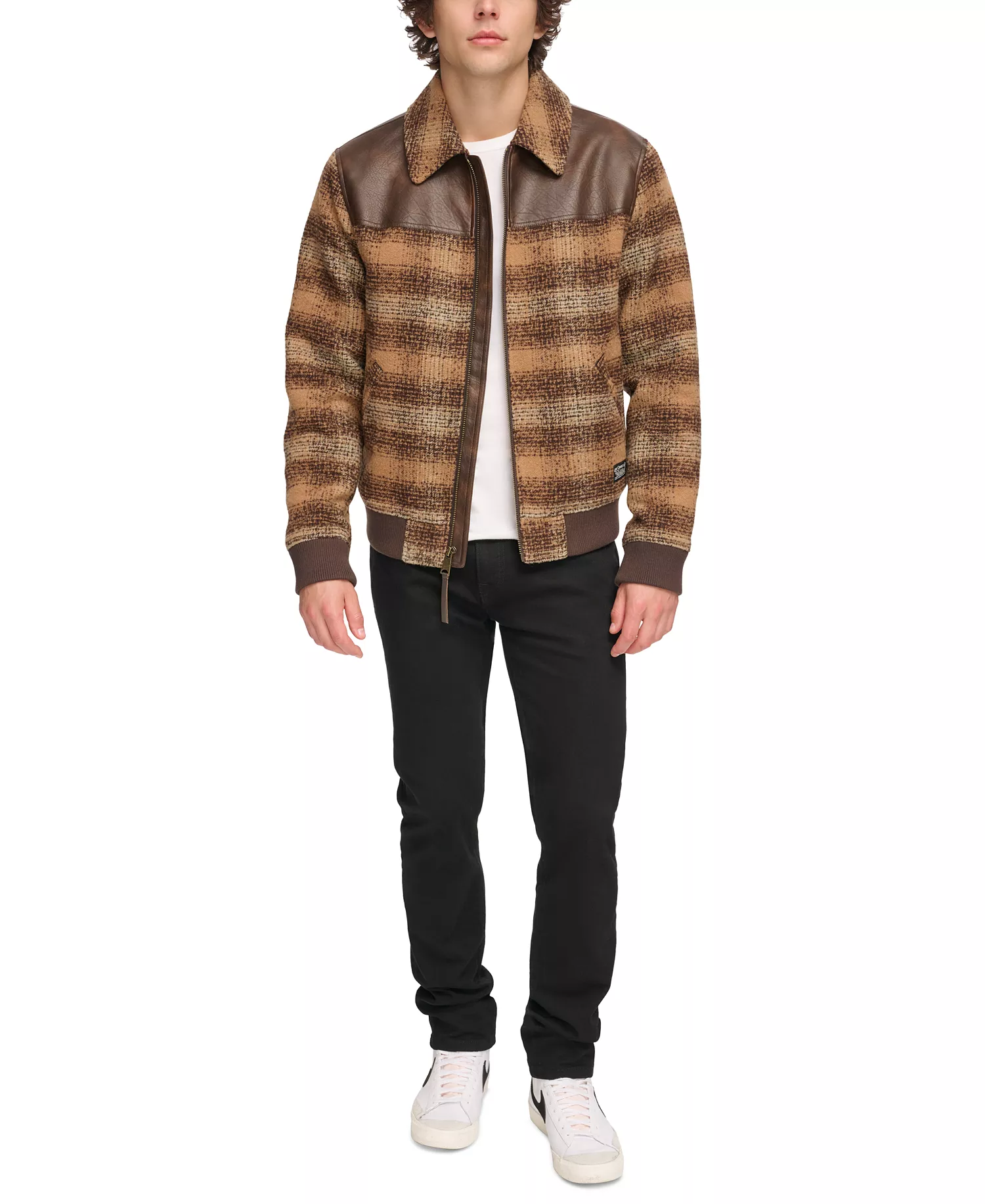Men's Plaid Bomber Jacket - Brown Multi - 2XL