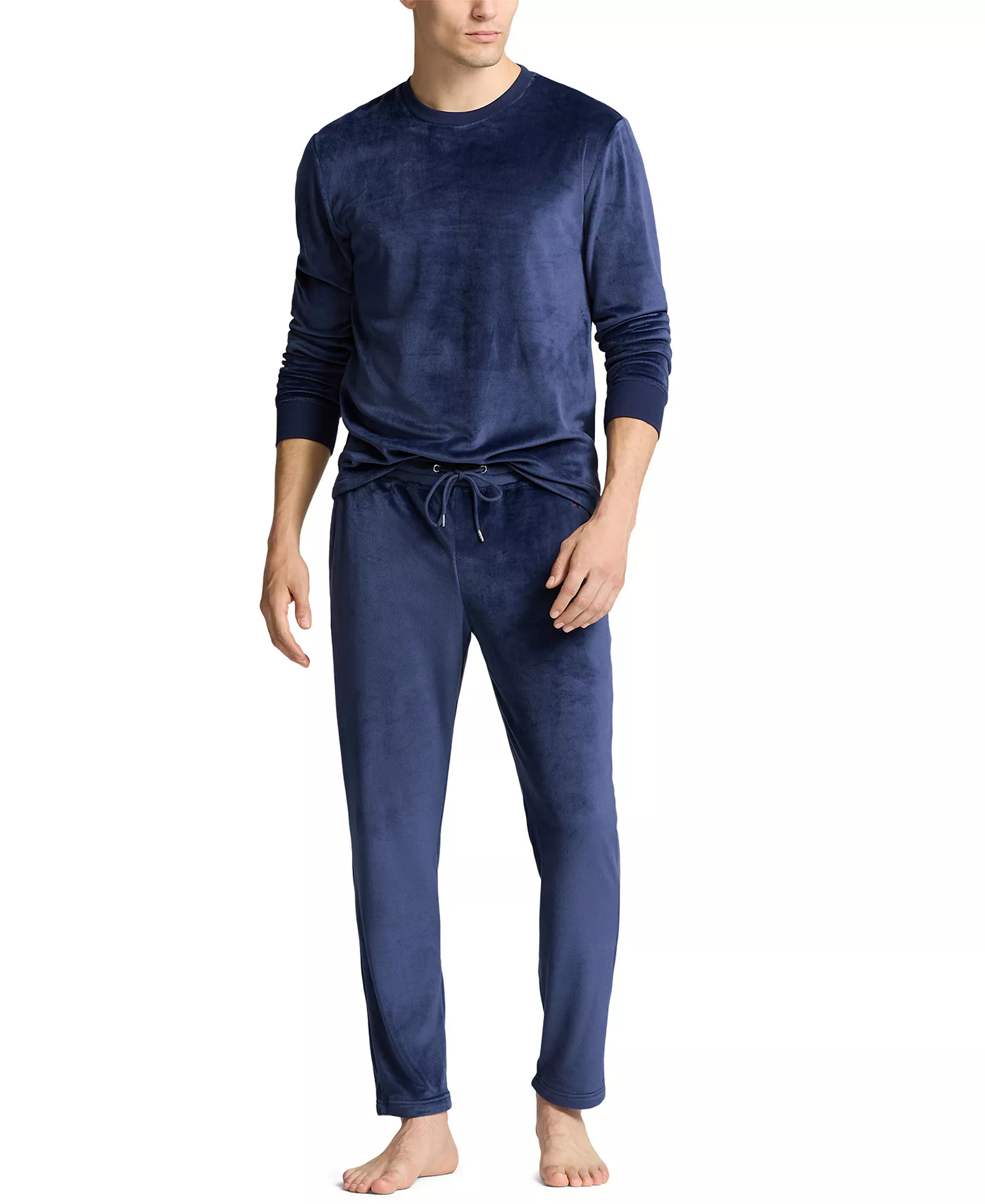 Men's Velour Crewneck Pajama T-Shirt - Navy - L