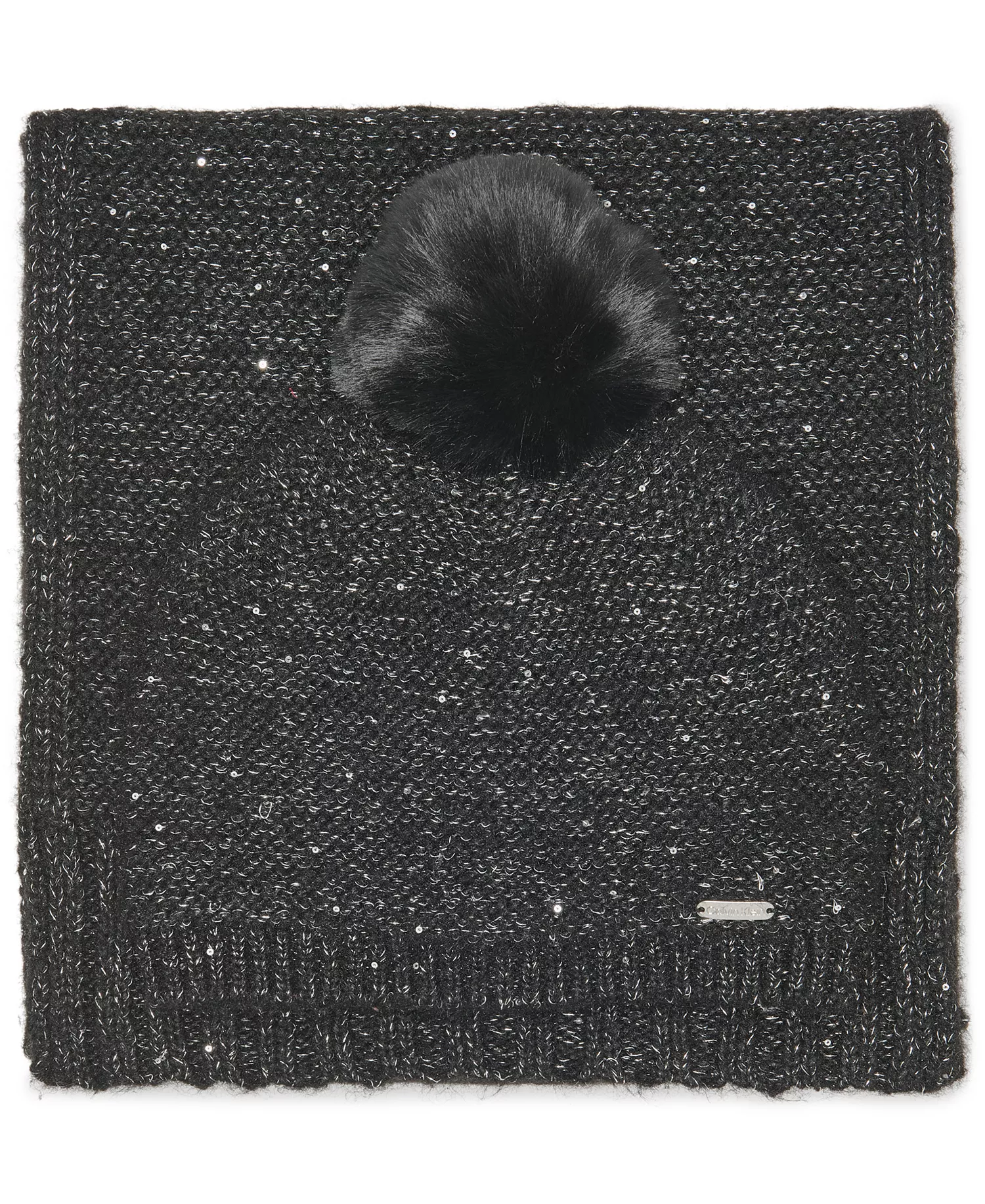 2-Piece Mini Sequin Hat and Scarf Set - Black - OS