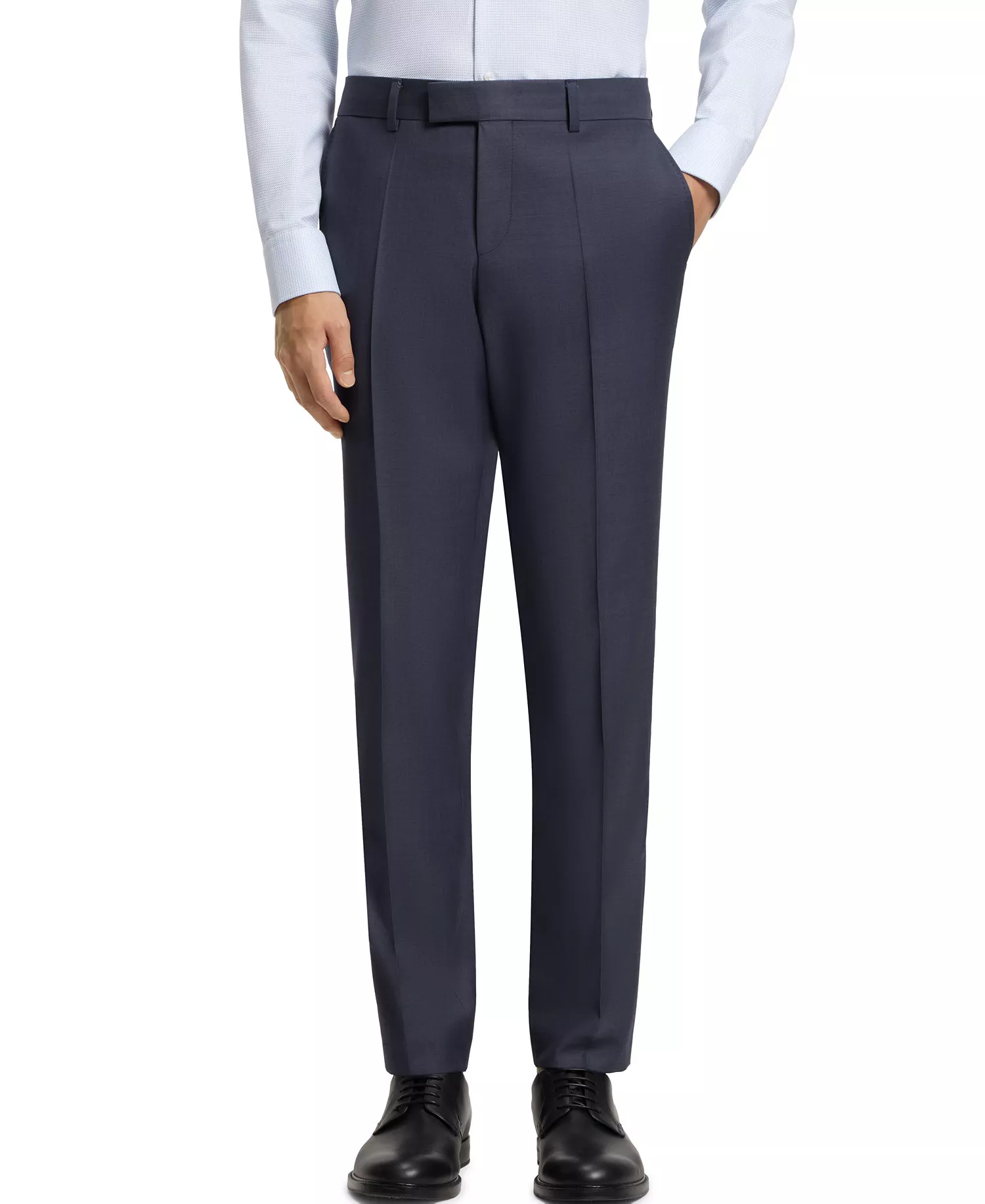 Men's Two-Piece Slim-Fit Patterned Virgin Wool Suit - Open Blue - 38R