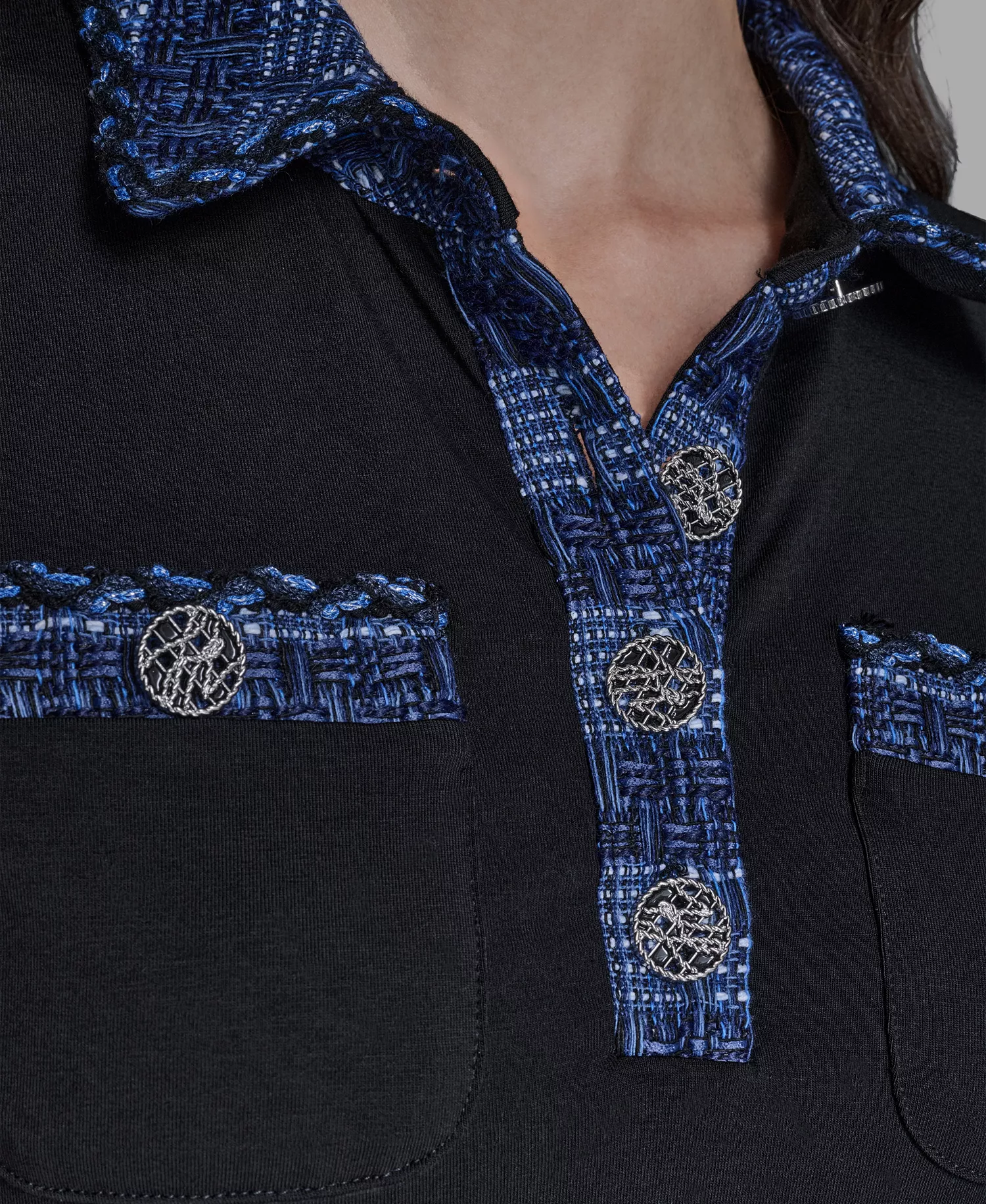 Women's Polo Collar Pull-On Dress - Black - L