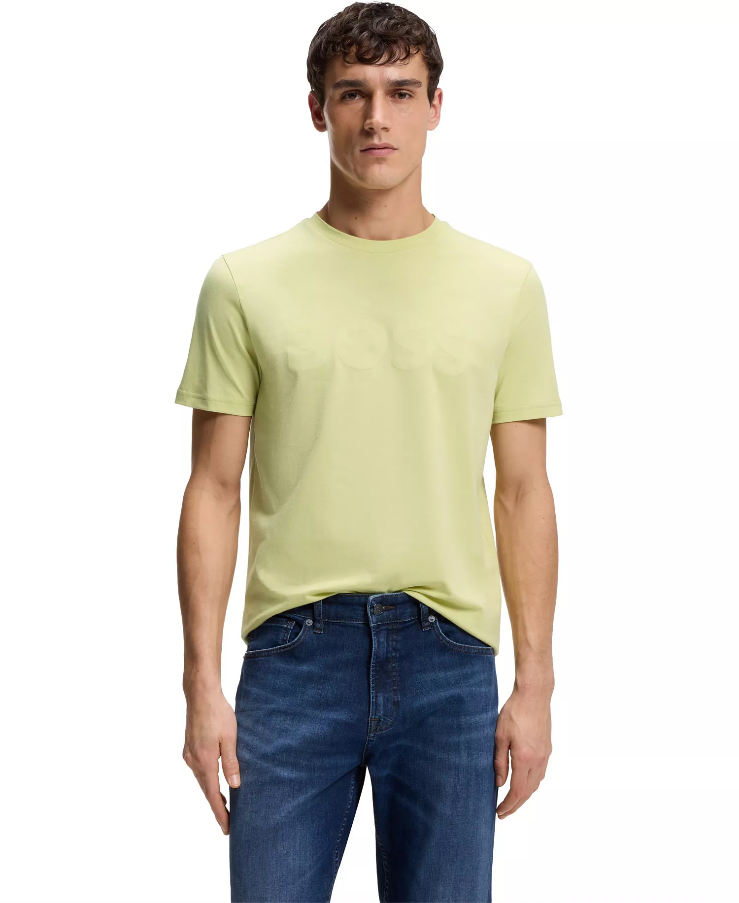 Men's Cotton-Jersey Large Logo Print T-Shirt - Open Beige - 2XL