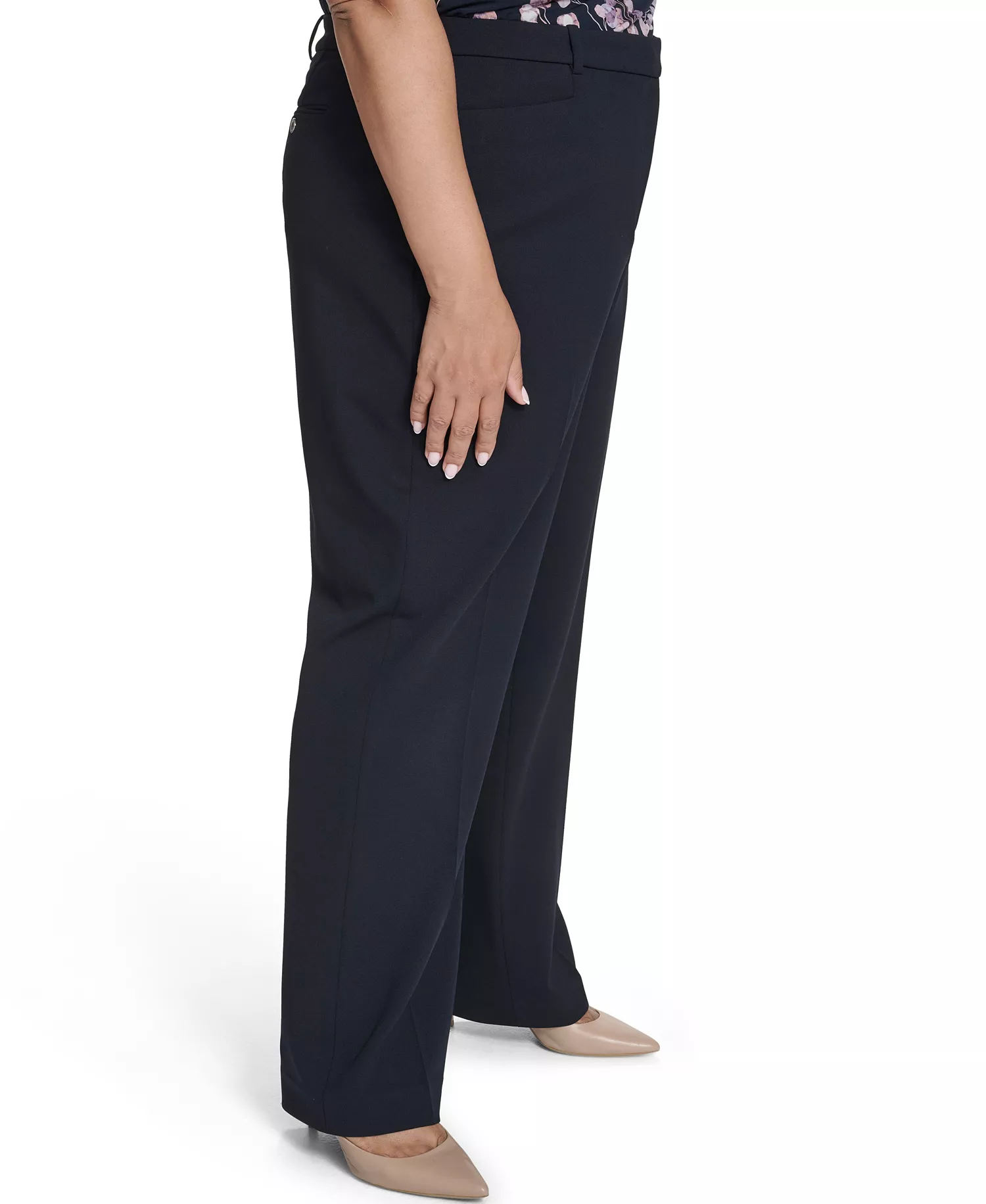 Women's Plus Size High Waist Modern Fit Pants - Navy - 14W