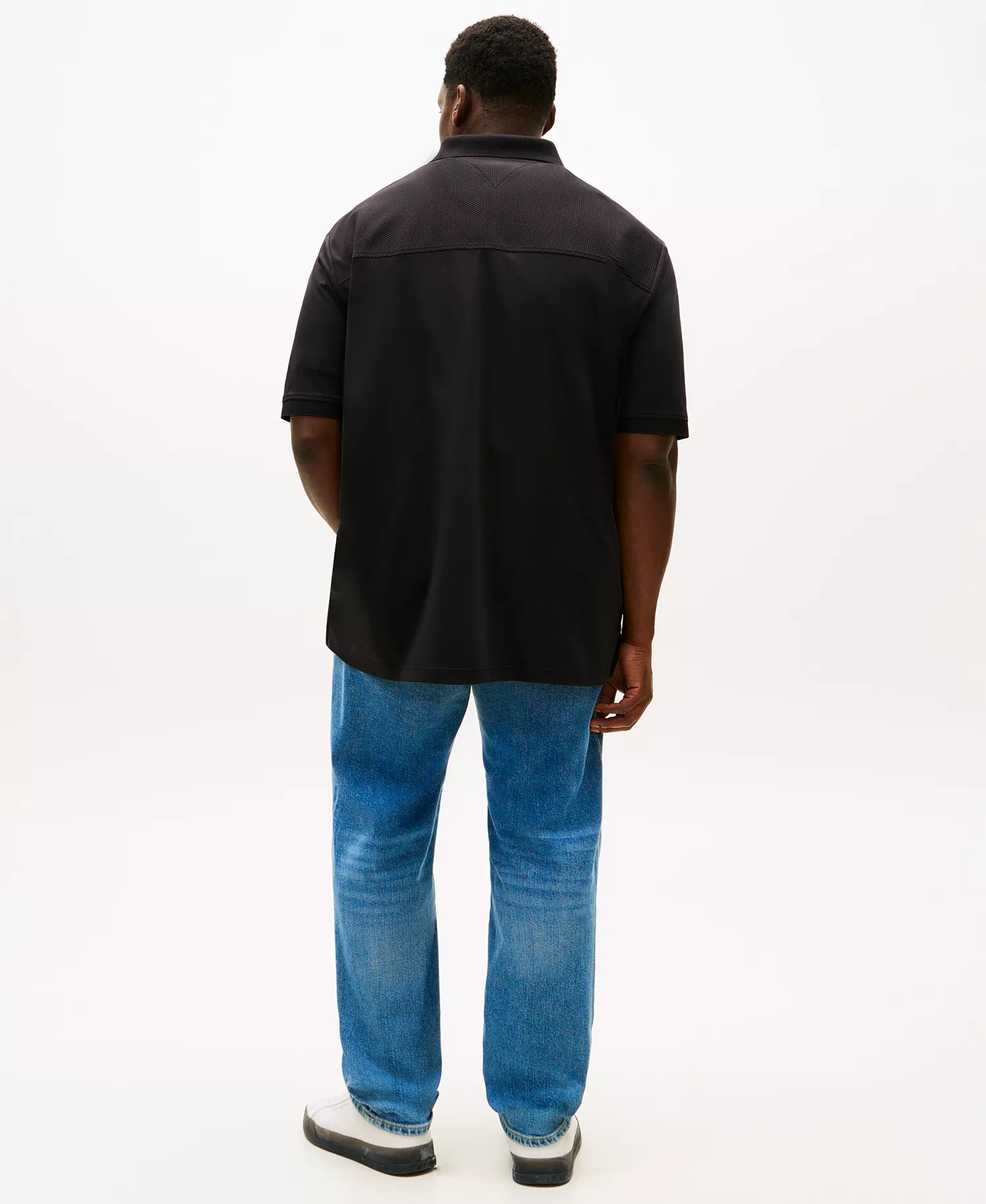 Men's Big & Tall Zippered Polo Shirt - Black - 2XLT