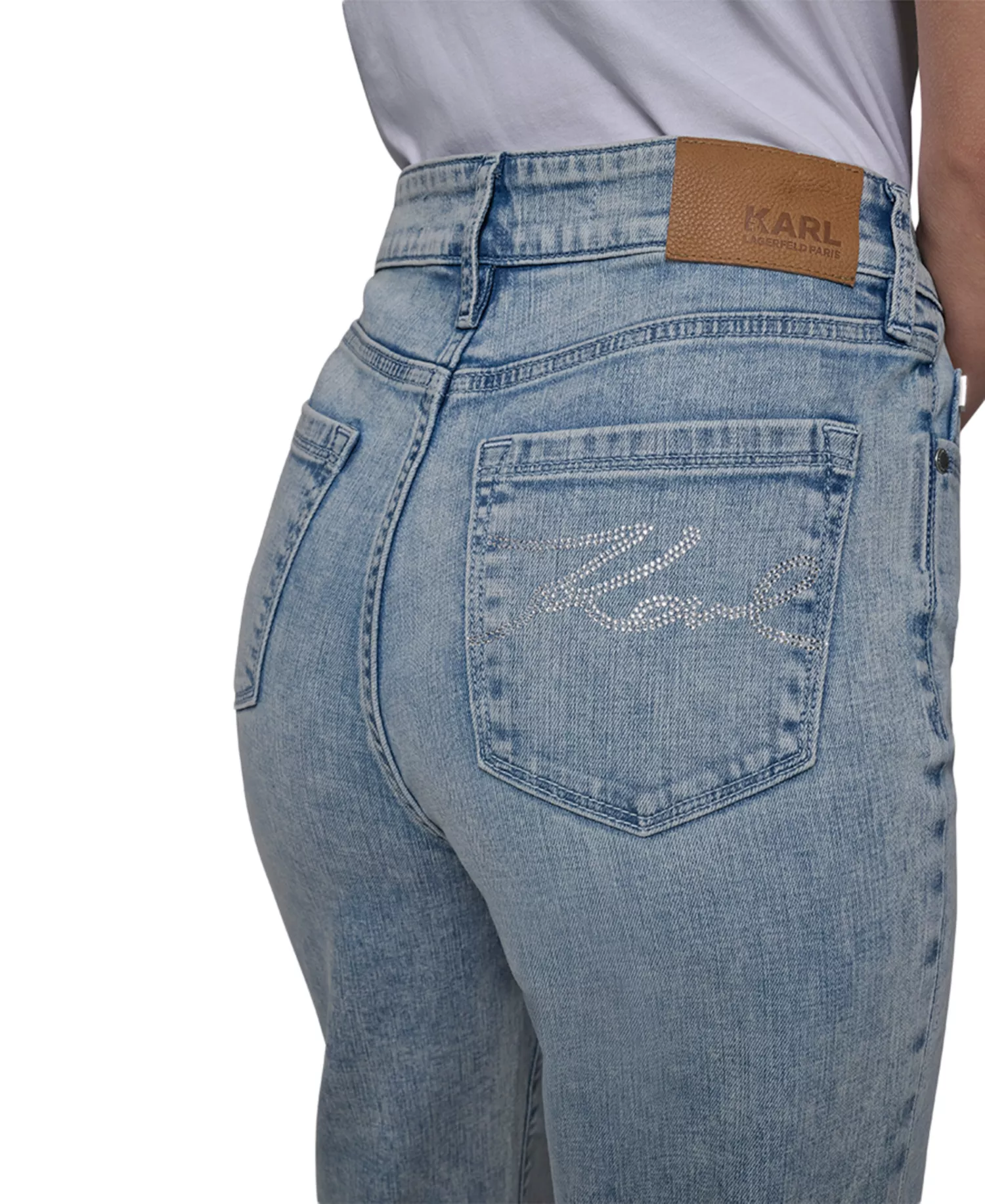 Petite Crystal-Cuff Cropped Jeans - Ice Blue - 10P