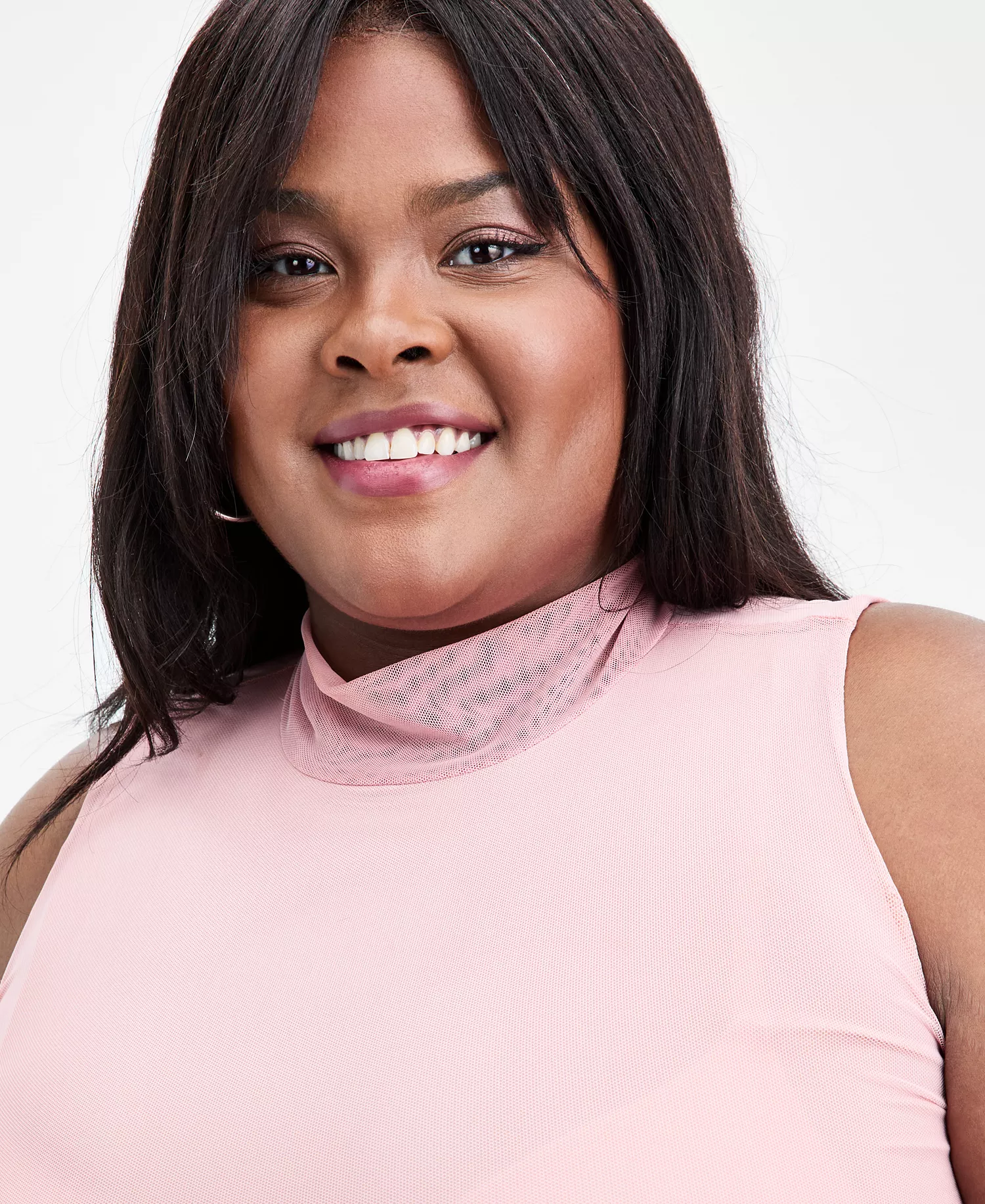 Trendy Plus Size Mesh Mock-Neck Fit & Flare Dress, Macy's Exclusive - Rose Dusty - 1X