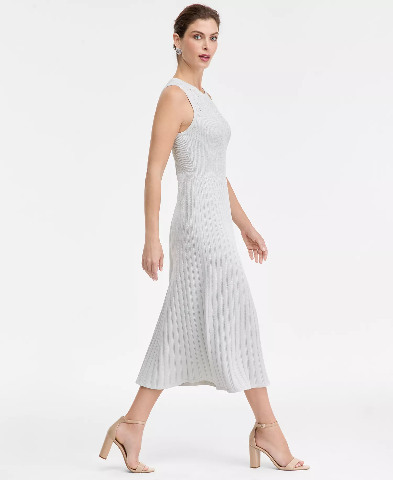 Women's Sleeveless Metallic Sweater Dress, Macy's Exclusive - Vintage Crm Lrx - L