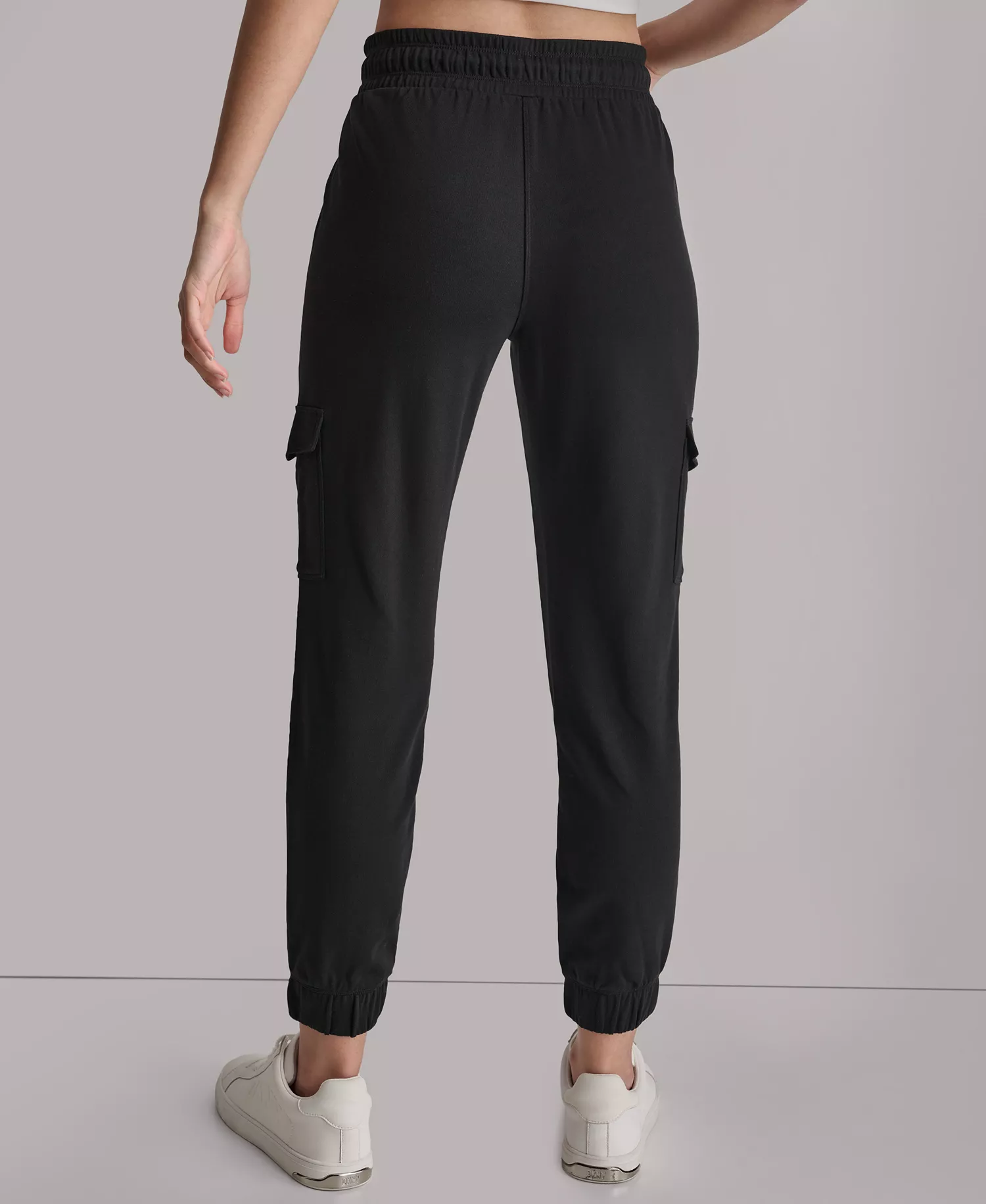 Women's Studded-Logo Cargo Joggers - Black - L