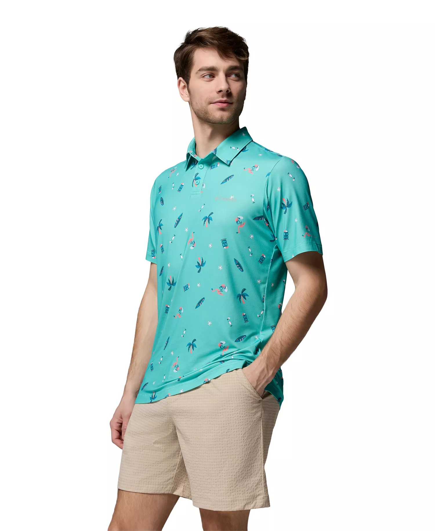 Men's Parsons Printed Short-Sleeve Polo Shirt - Dolphine Hurrahcane - L