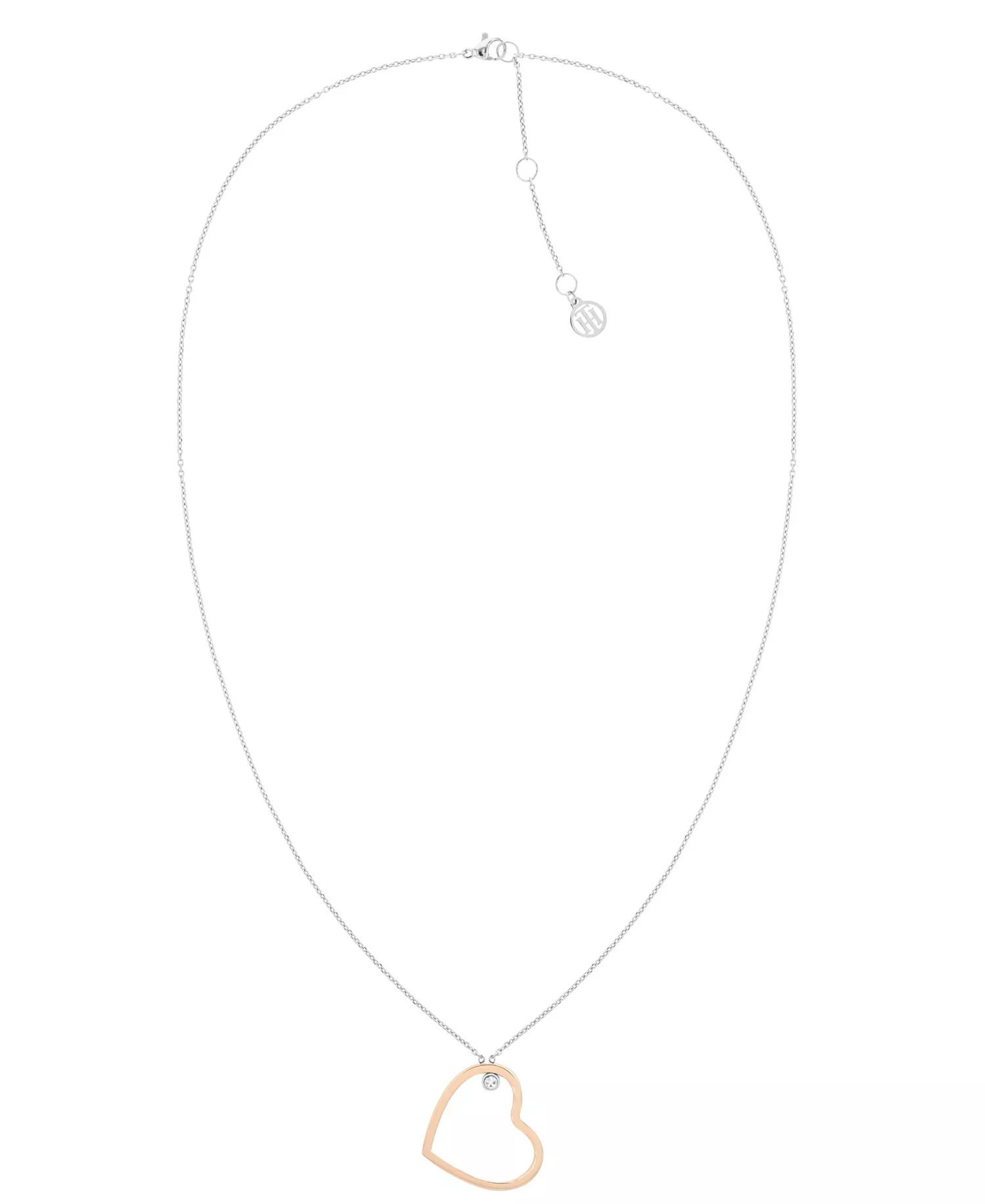Open Heart Crystal Necklace - Gold - One Size Fits All