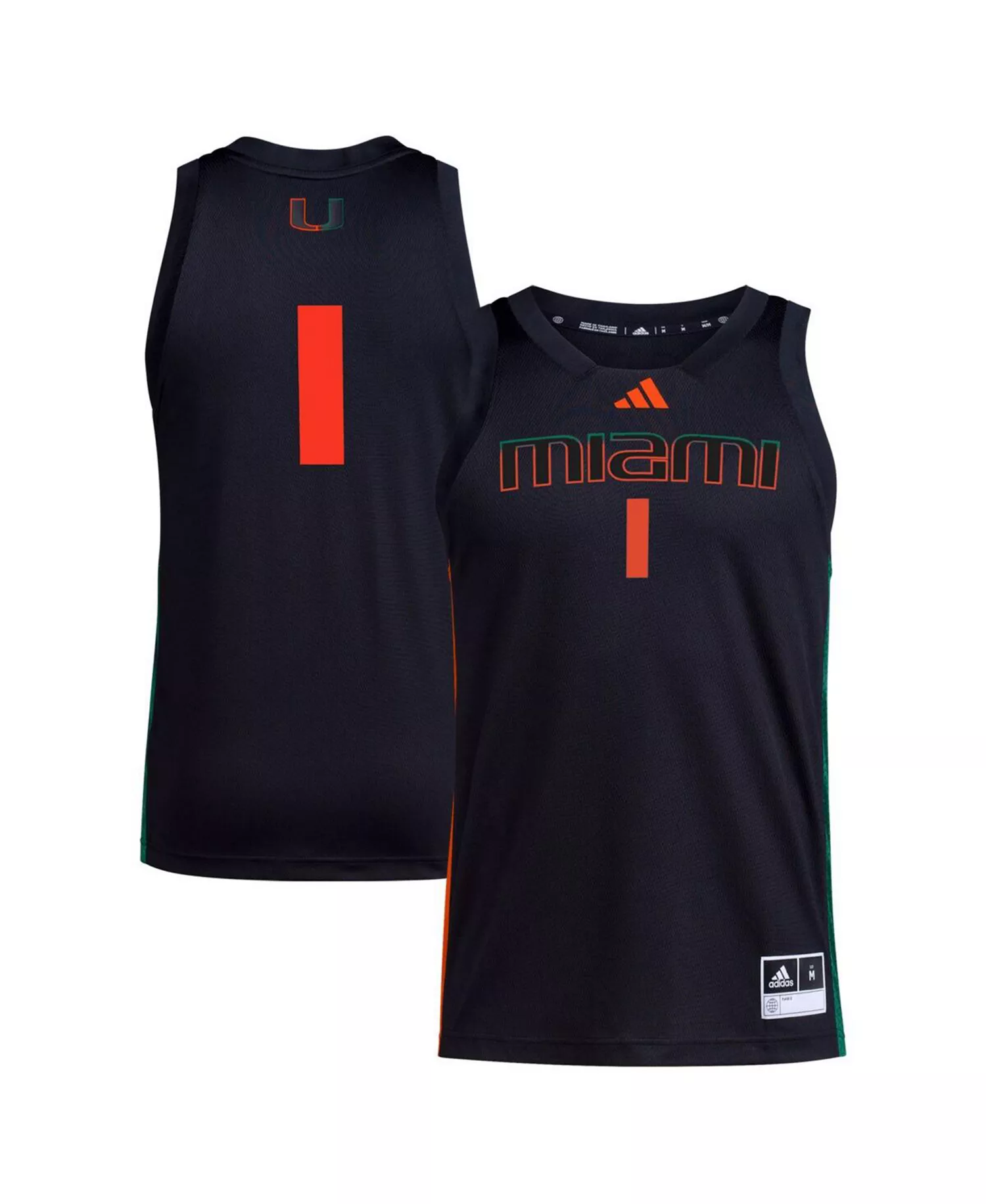 Men's #1  Miami Hurricanes Swingman Jersey - Black - L