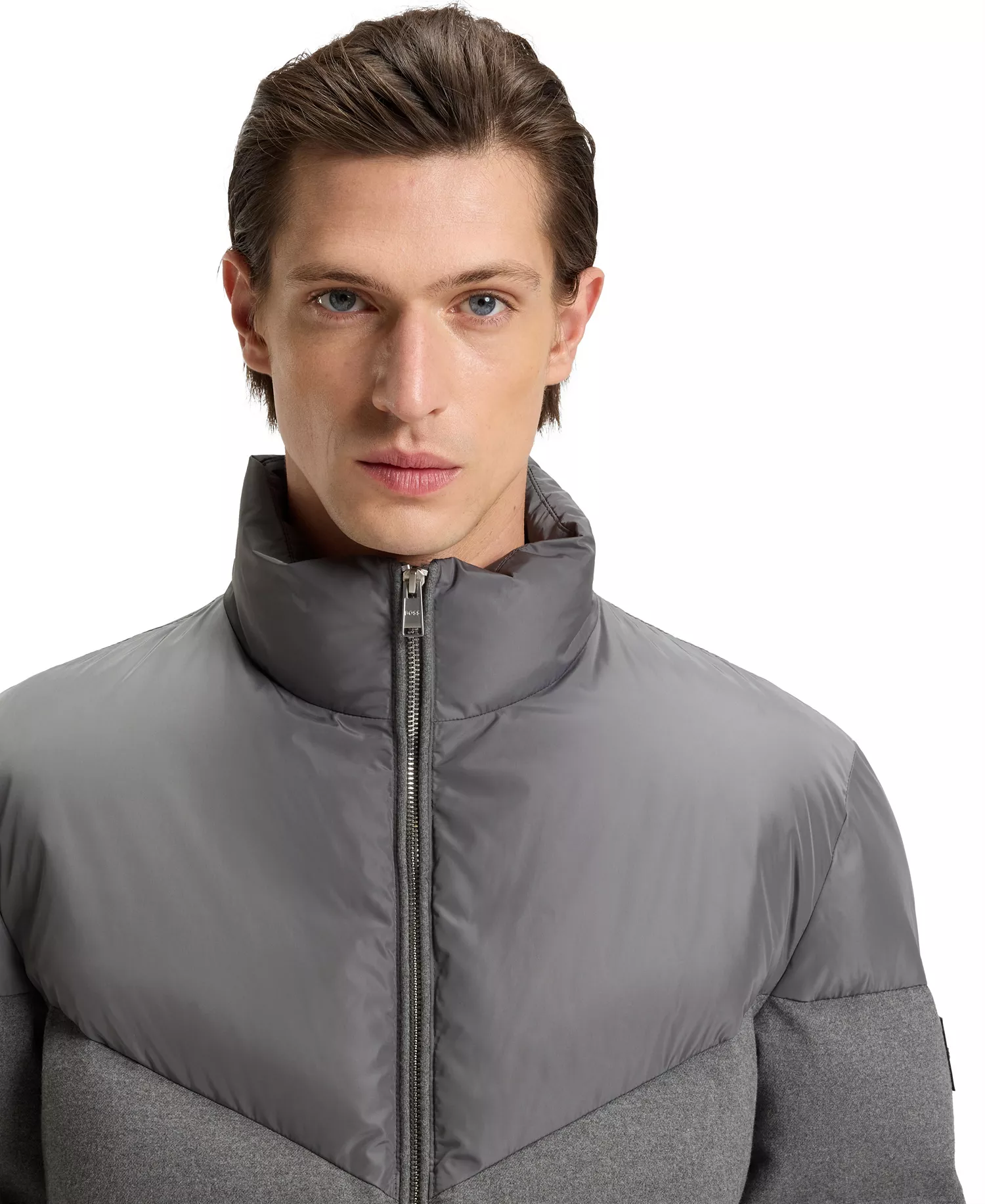 Men's Waterproof Brushed Flannel Jacket - Open Gray - 36R