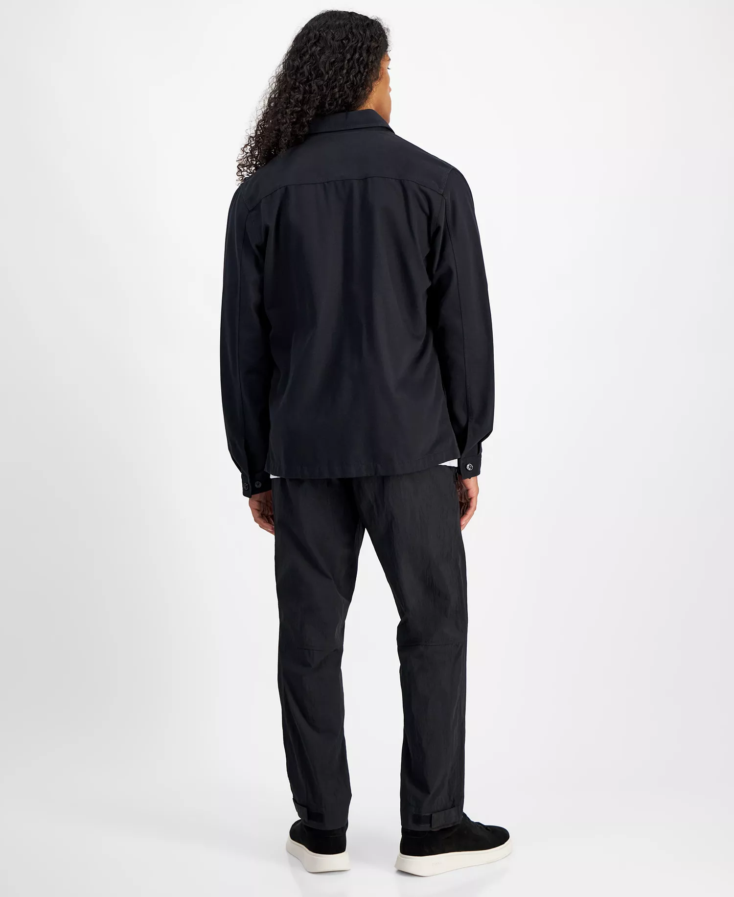 Men's Oversized-Fit Shirt Jacket - Black - L
