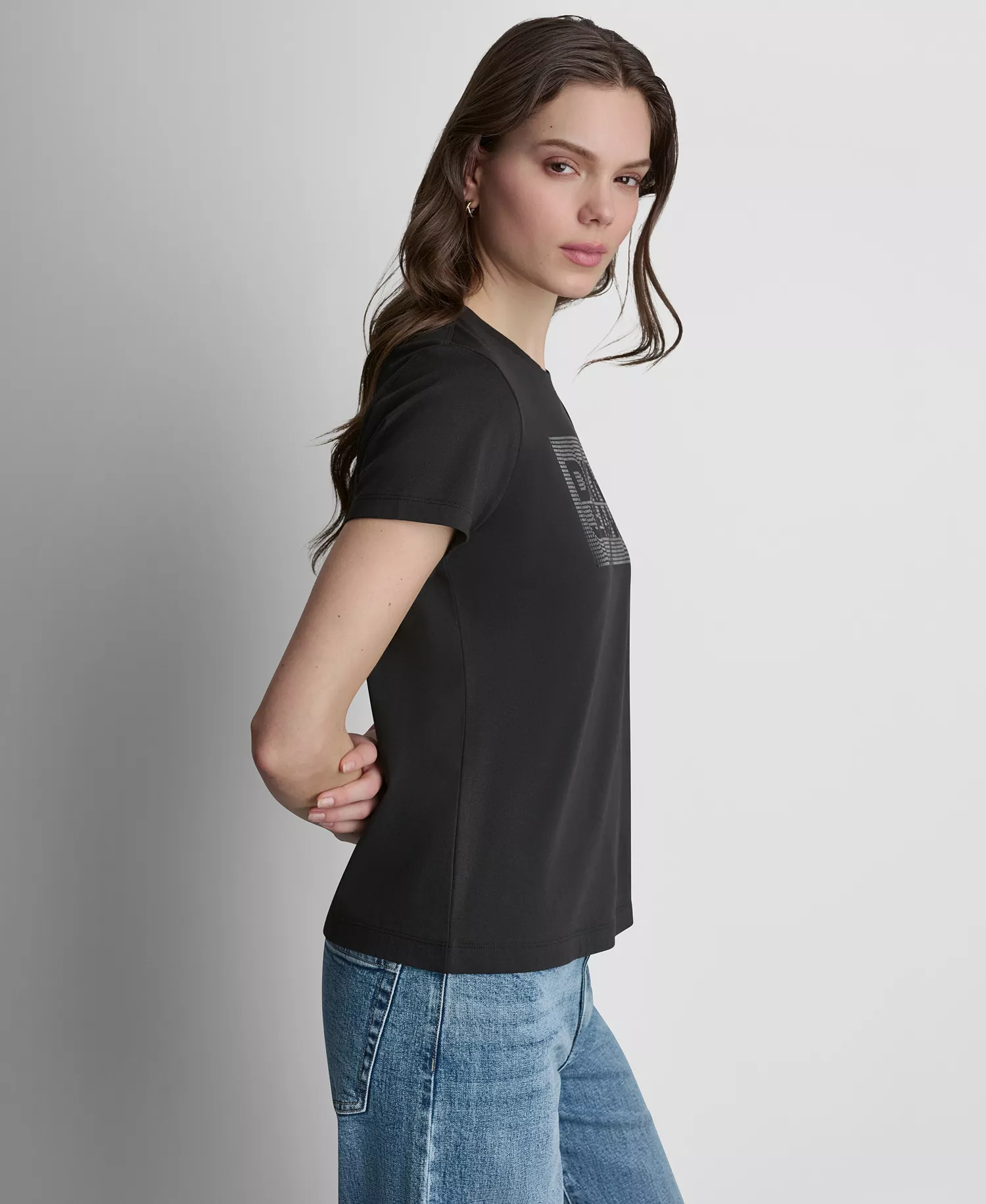 Women's Crew Neck T-Shirt - Black/black - L