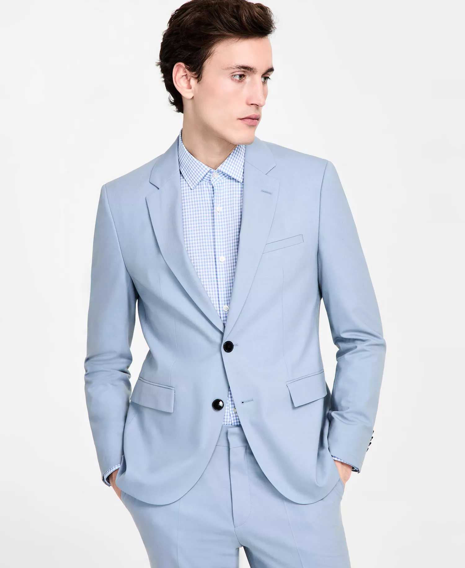 Men's Modern-Fit Wool Blend Suit Jacket - Blue - 36R