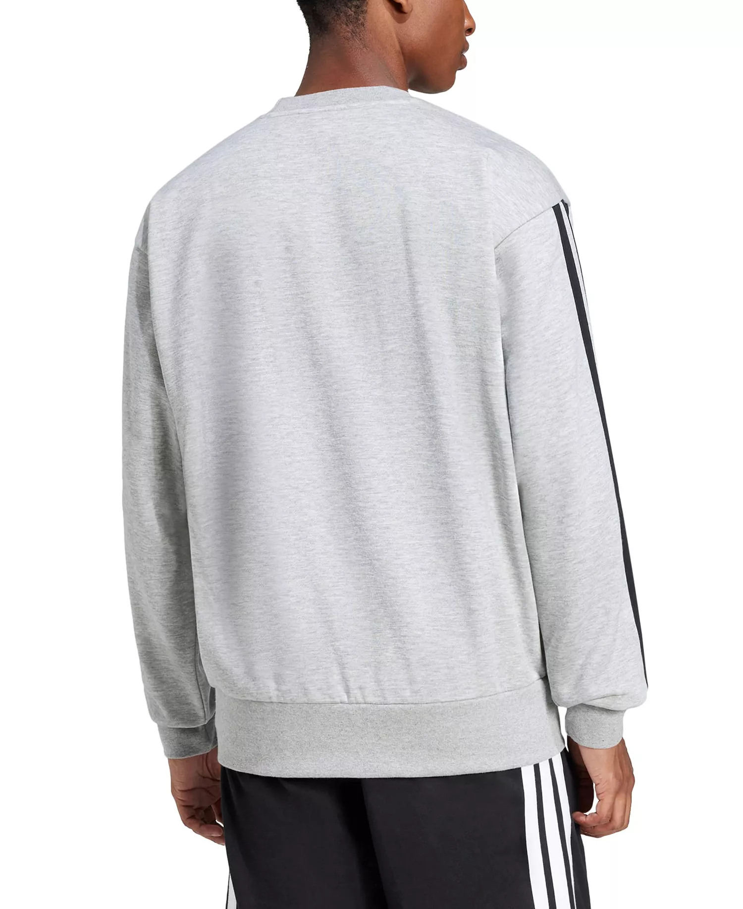 Men's Essentials 3-Stripes Fleece Sweatshirt - Black / White - 2XL