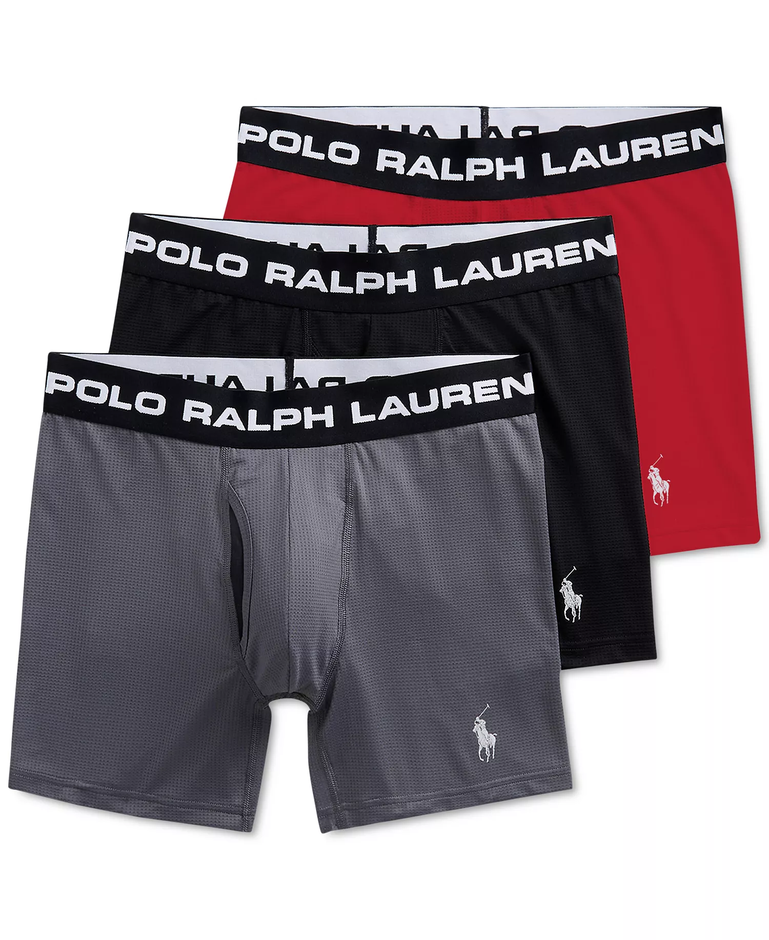 Men's 3-Pack Perfect Pouch Boxer Briefs - COMBAT GREY, POLO BLACK, RL2000 RED - L