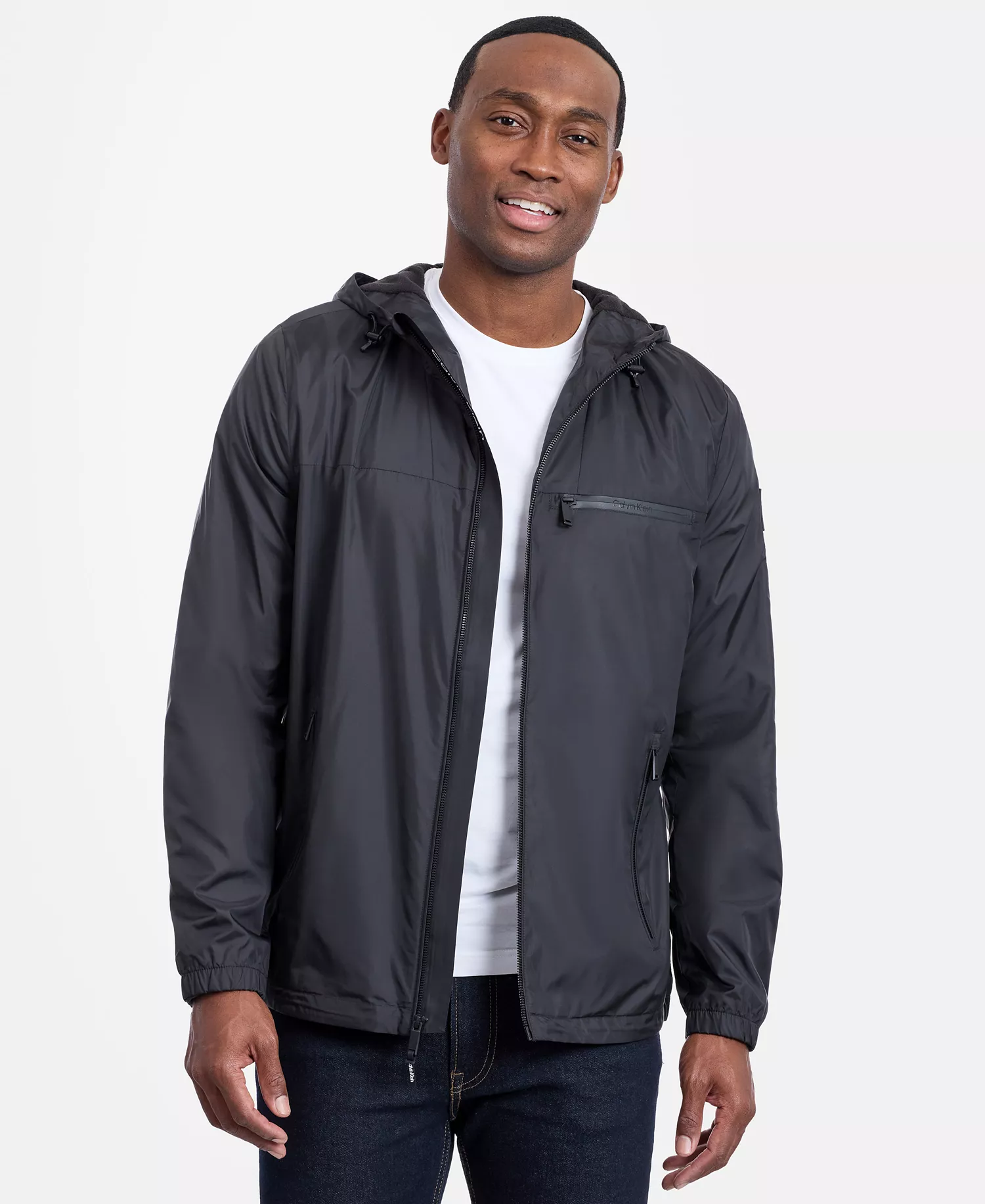 Men's Logo Hooded Windbreaker - Black - L