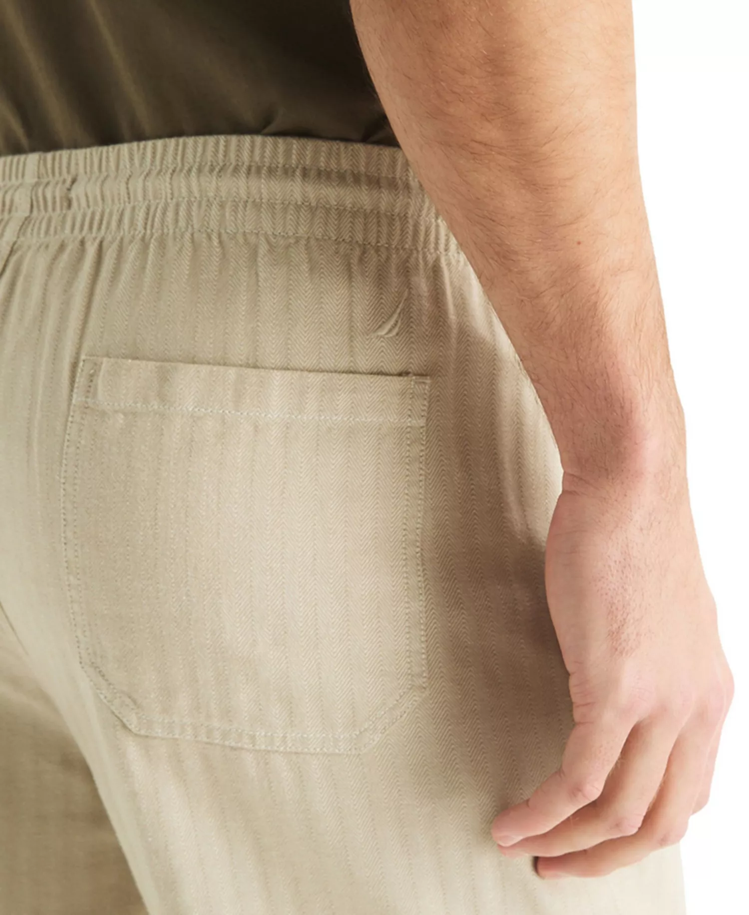 Men's Regular-Fit 7" Cotton Herringbone Shorts - Beige - L