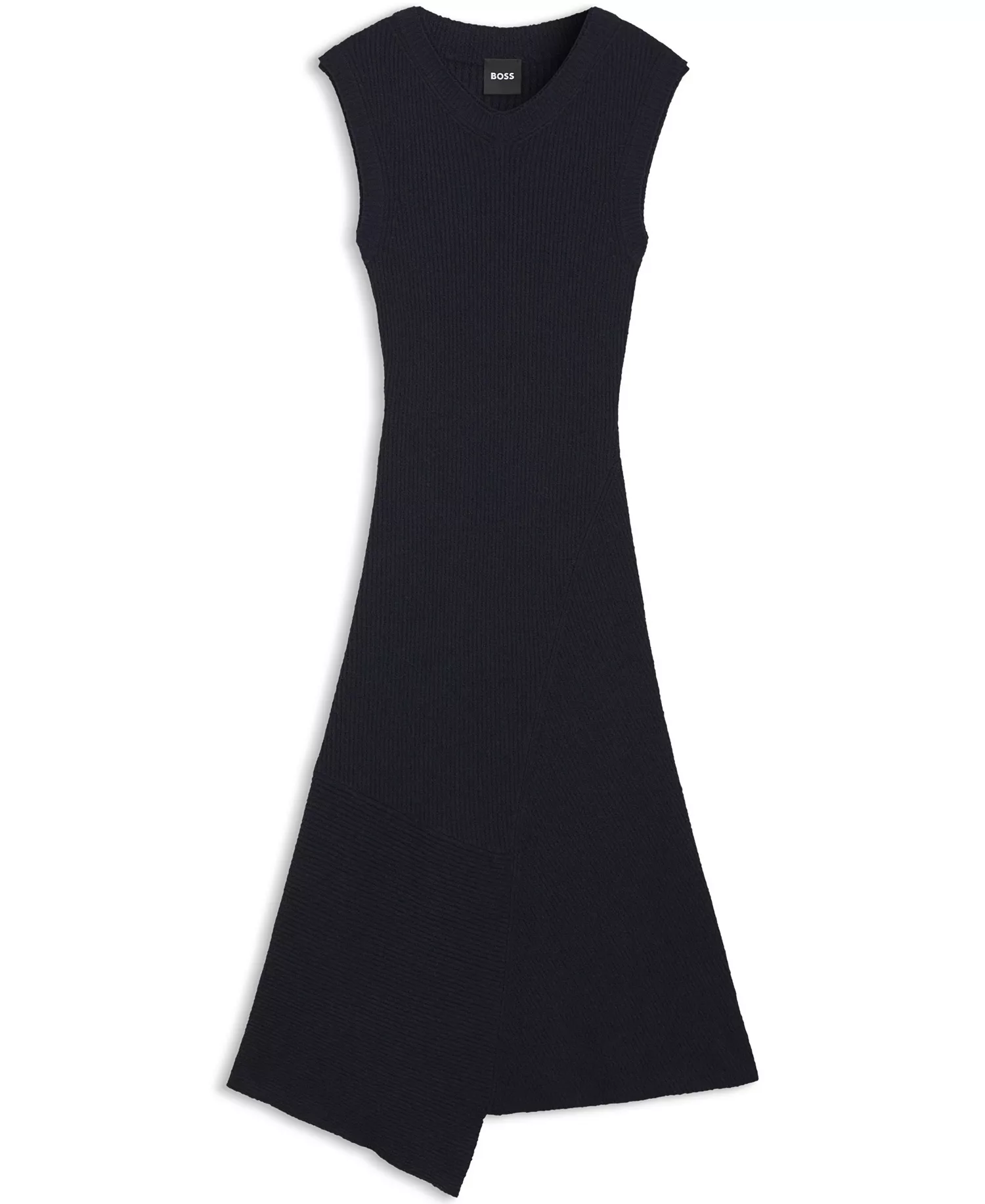 BOSS by Women's Bouclé Yarn Slim-Fit Ribbed Dress - Dark Blue - L