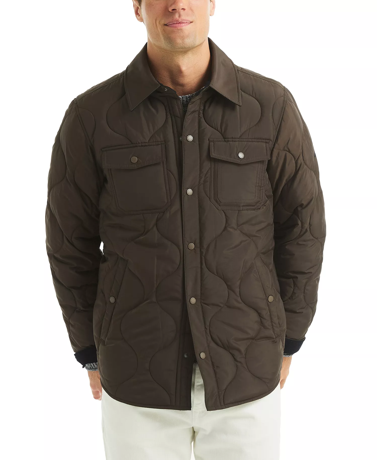 Men's Trail Quilted Shirt Jacket - Coffee Brown - 2XL