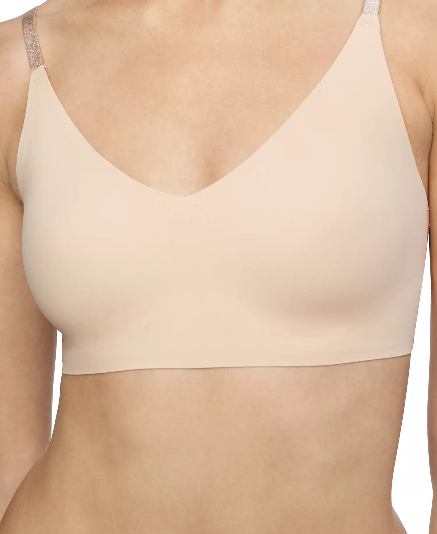 Women's Invisibles Comfort Lightly Lined Triangle Bralette QF5753 - Bare (Nude 5) - L