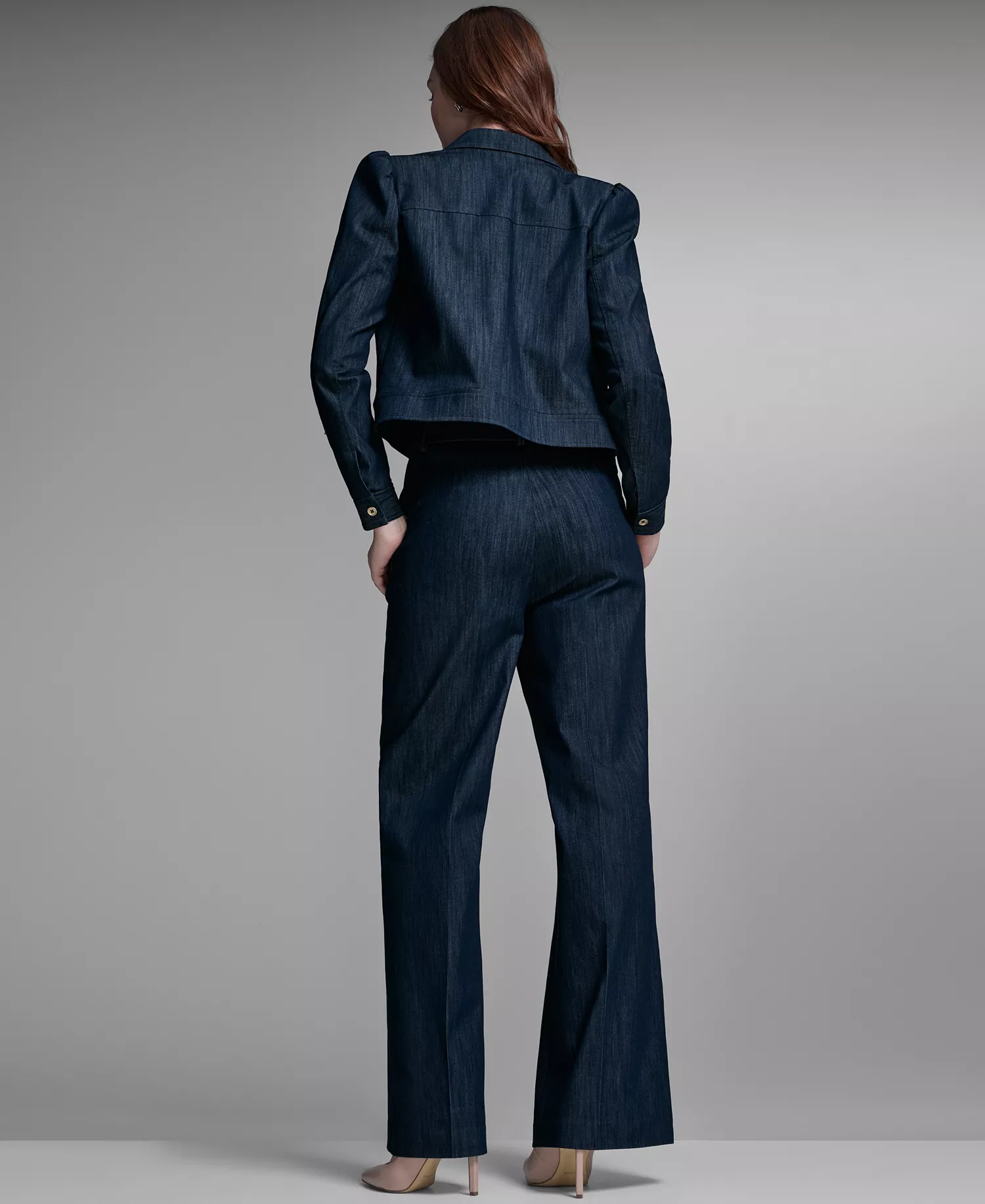 Women's Denim Zip Trucker Jacket - Navy - L