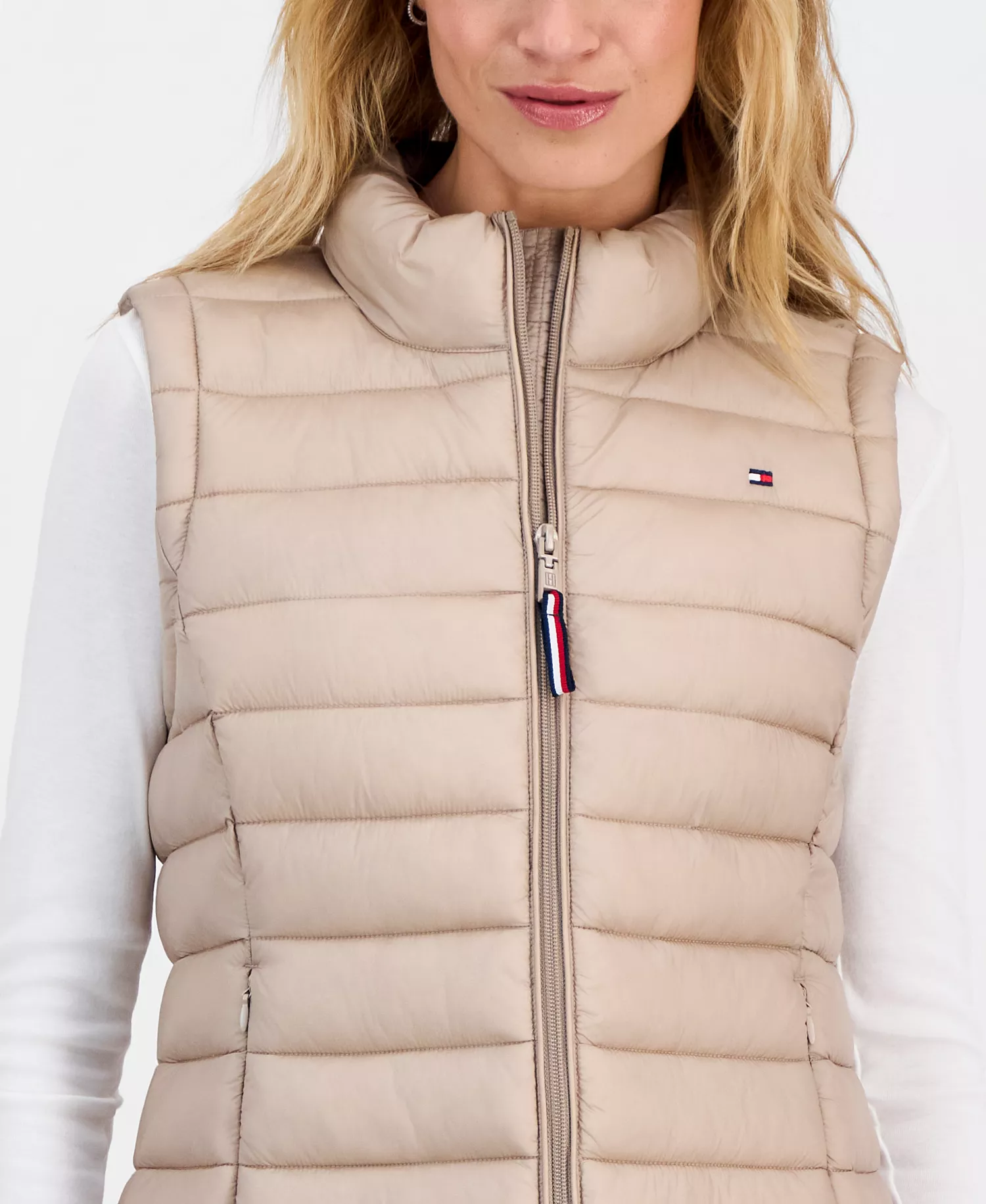 Women's Zip-Front Puffer Vest - Champagne - L