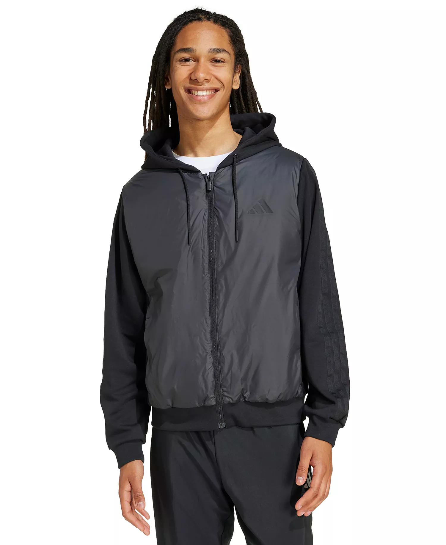 Men's Essentials 3-Stripes Insulated Sportswear Hooded Jacket - Black - 2XL