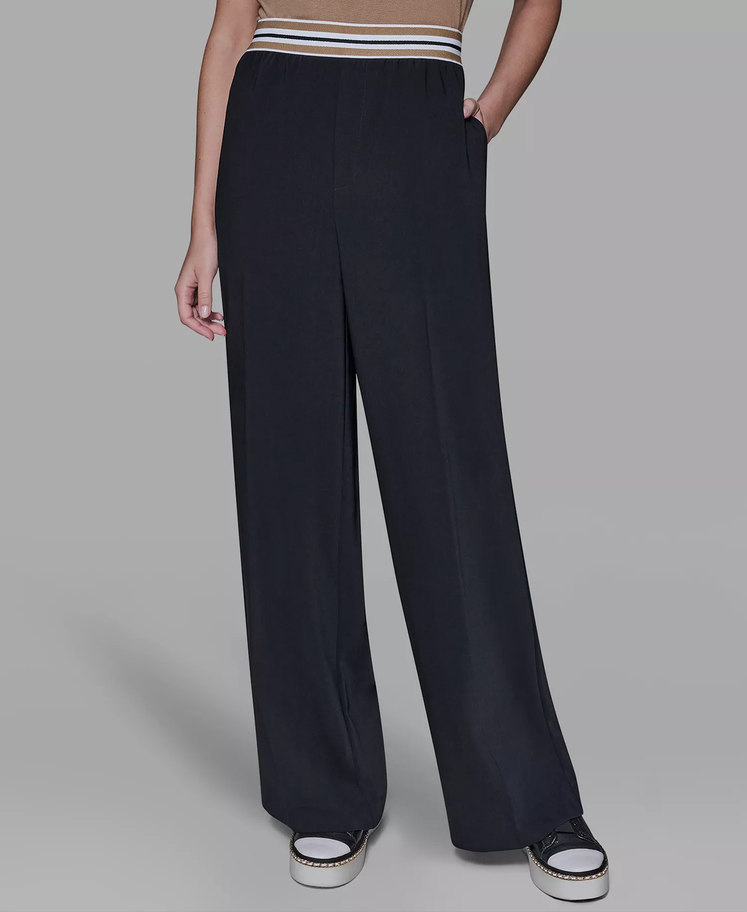 Petite Straight-Leg Ankle Pants - Black - P/L