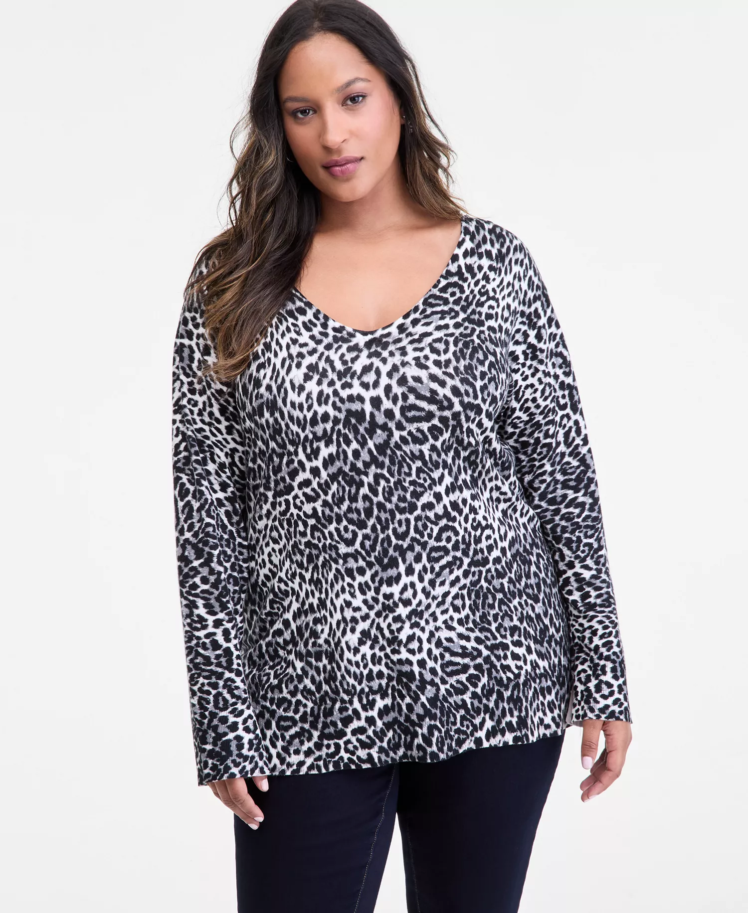 Plus Size Print V-Neck Tunic, Macy's Exclusive  - CSY Cheetah Black - 0X
