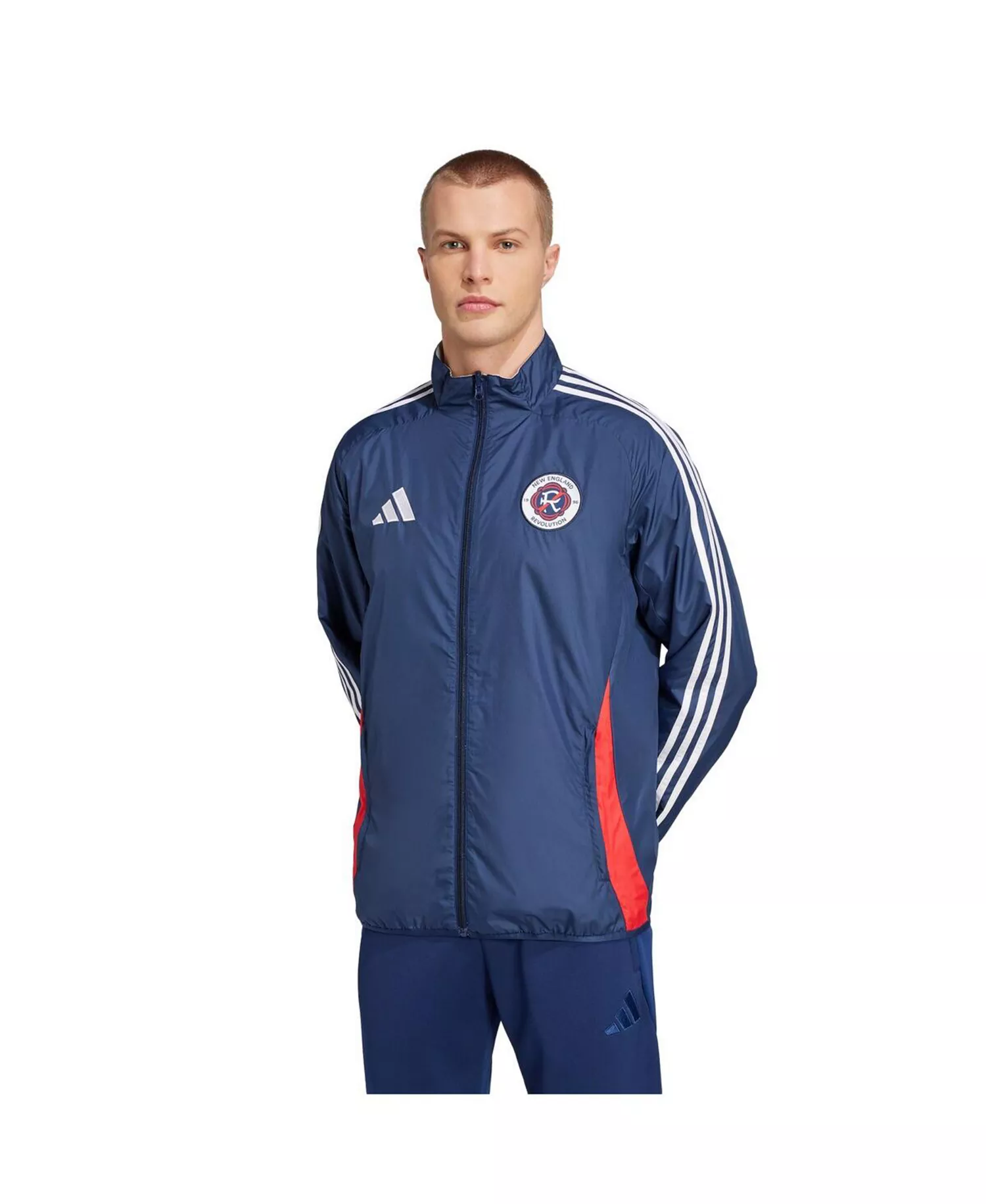 Men's Navy/White New England Revolution 2025 Anthem Reversible Full-Zip Jacket - Navy, White - L