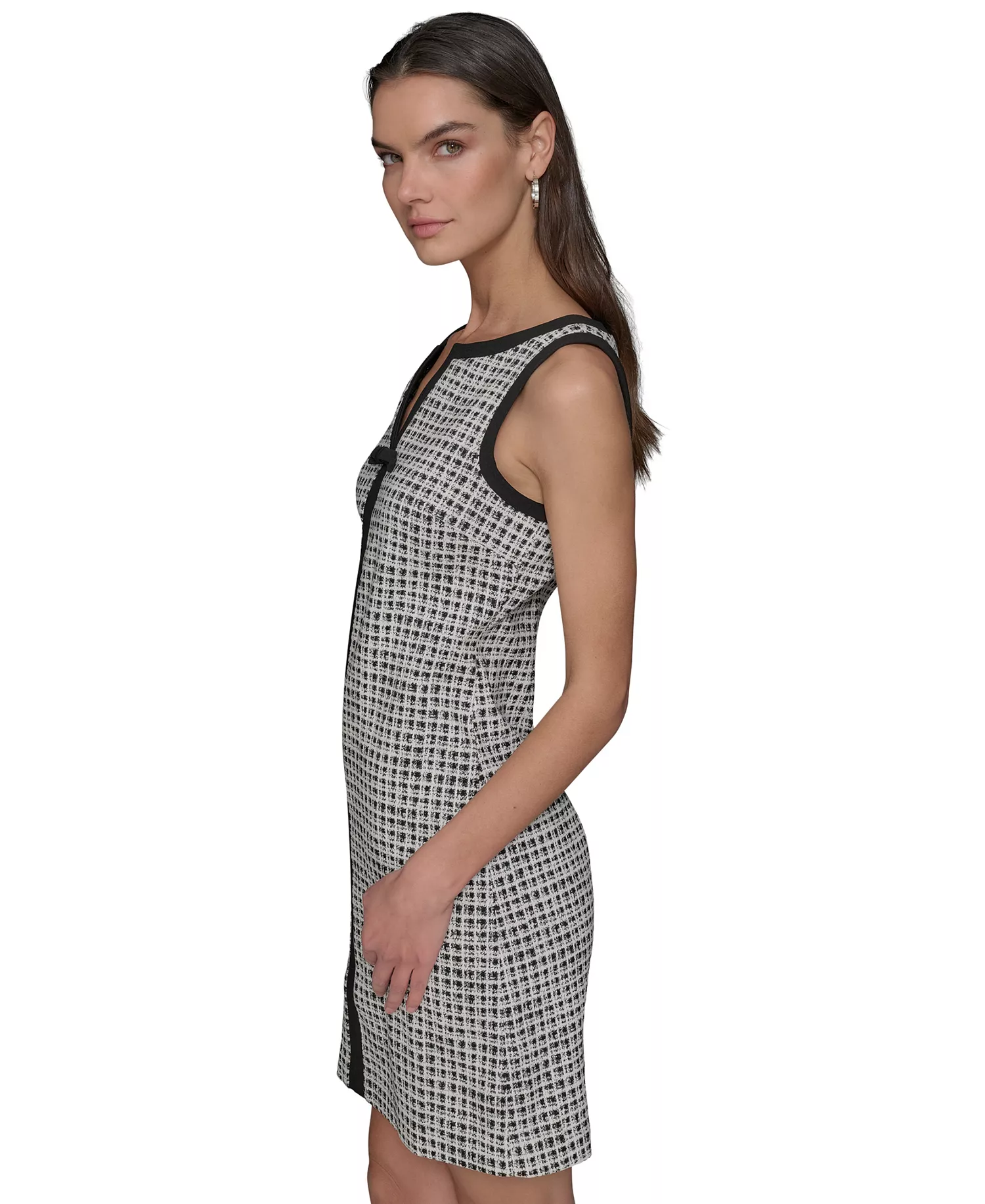 Women's Millenium Jacquard Contrast-Frame Dress - Charcoal - 10