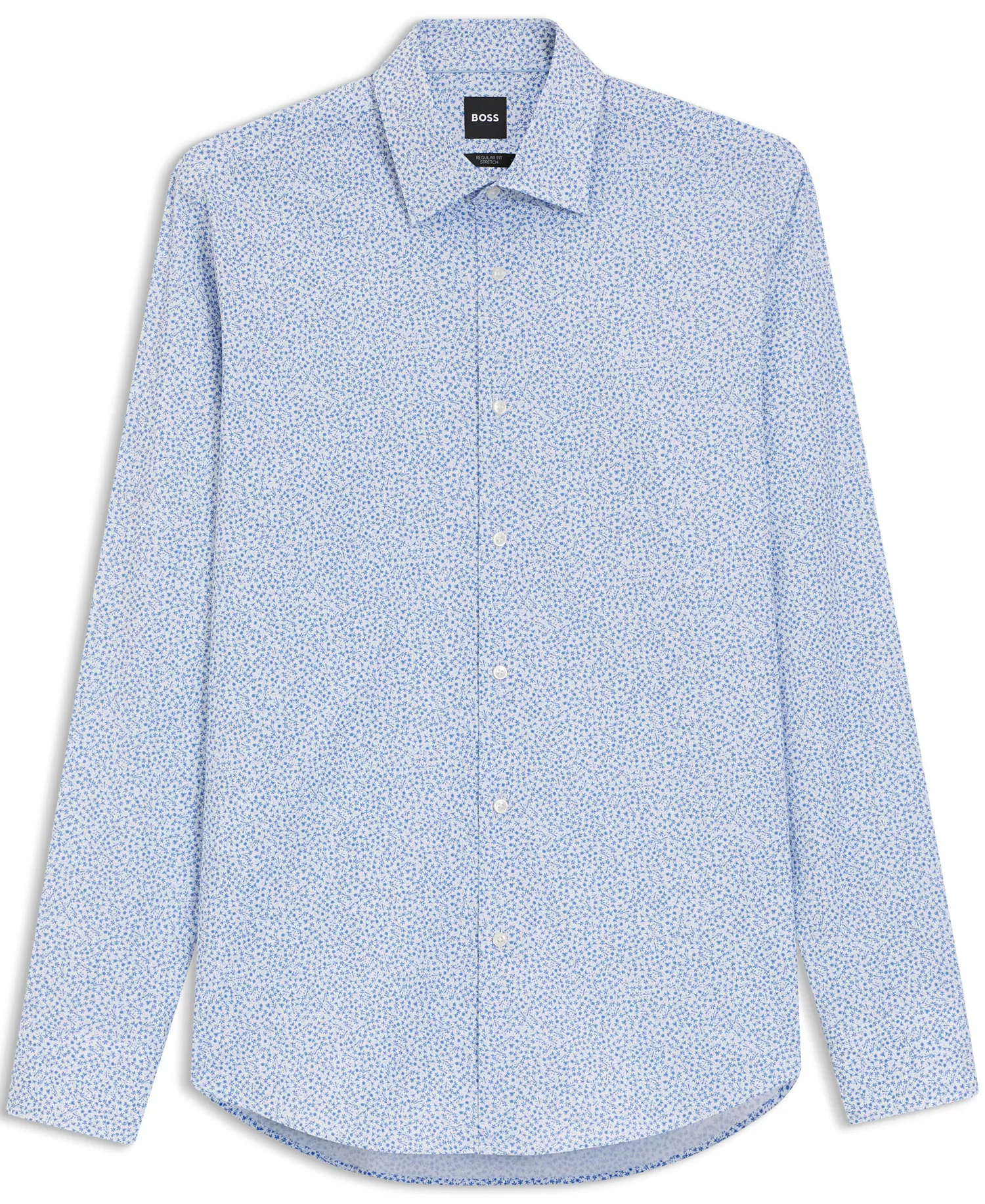 BOSS by Men's Printed Stretch Cotton Regular-Fit Dress Shirt - Open Blue - 15