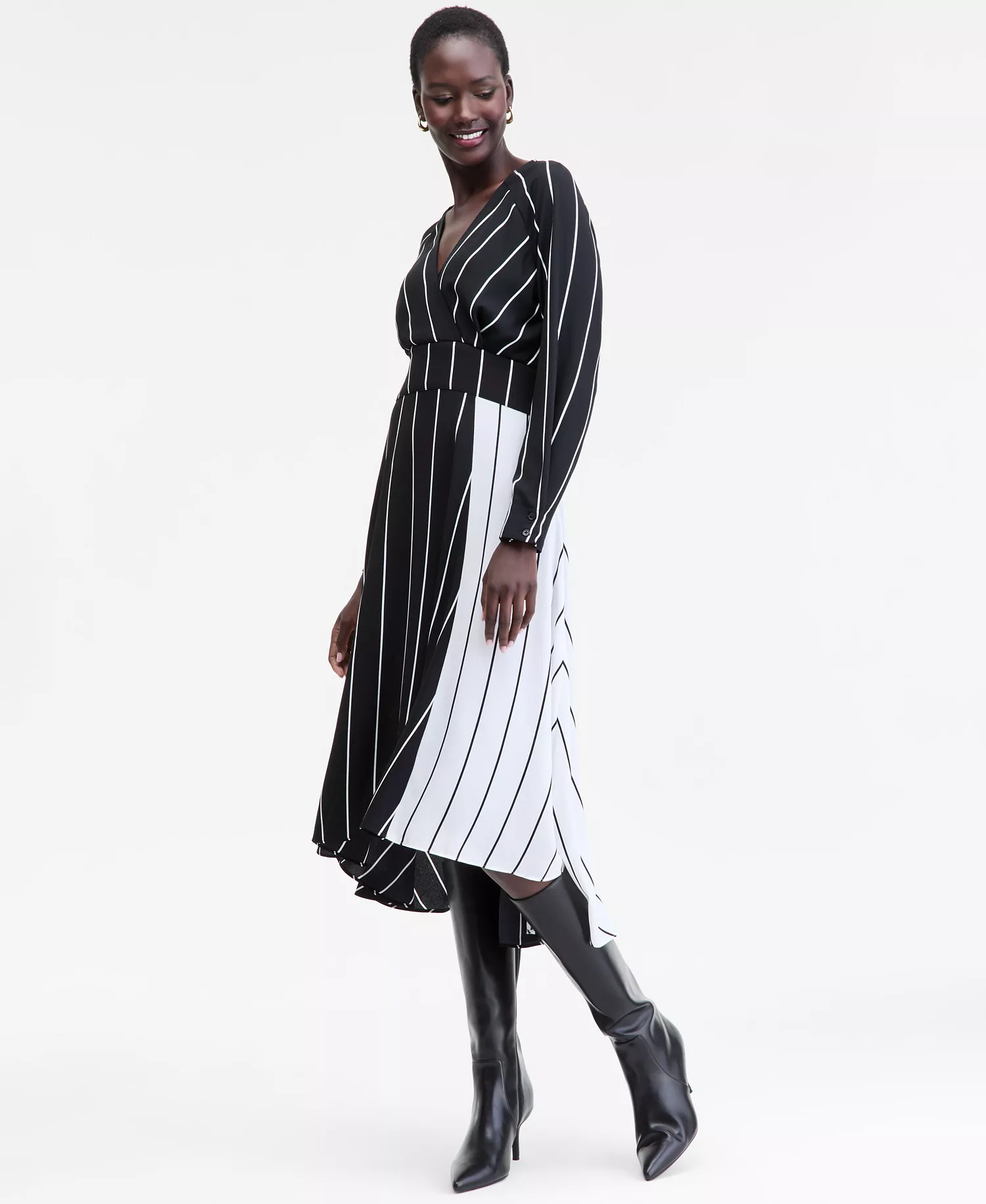 Women's Multi-Stripe Surplice-Neck Midi Dress, Macy's Exclusive - Prt Ls Surplice Maxi - M