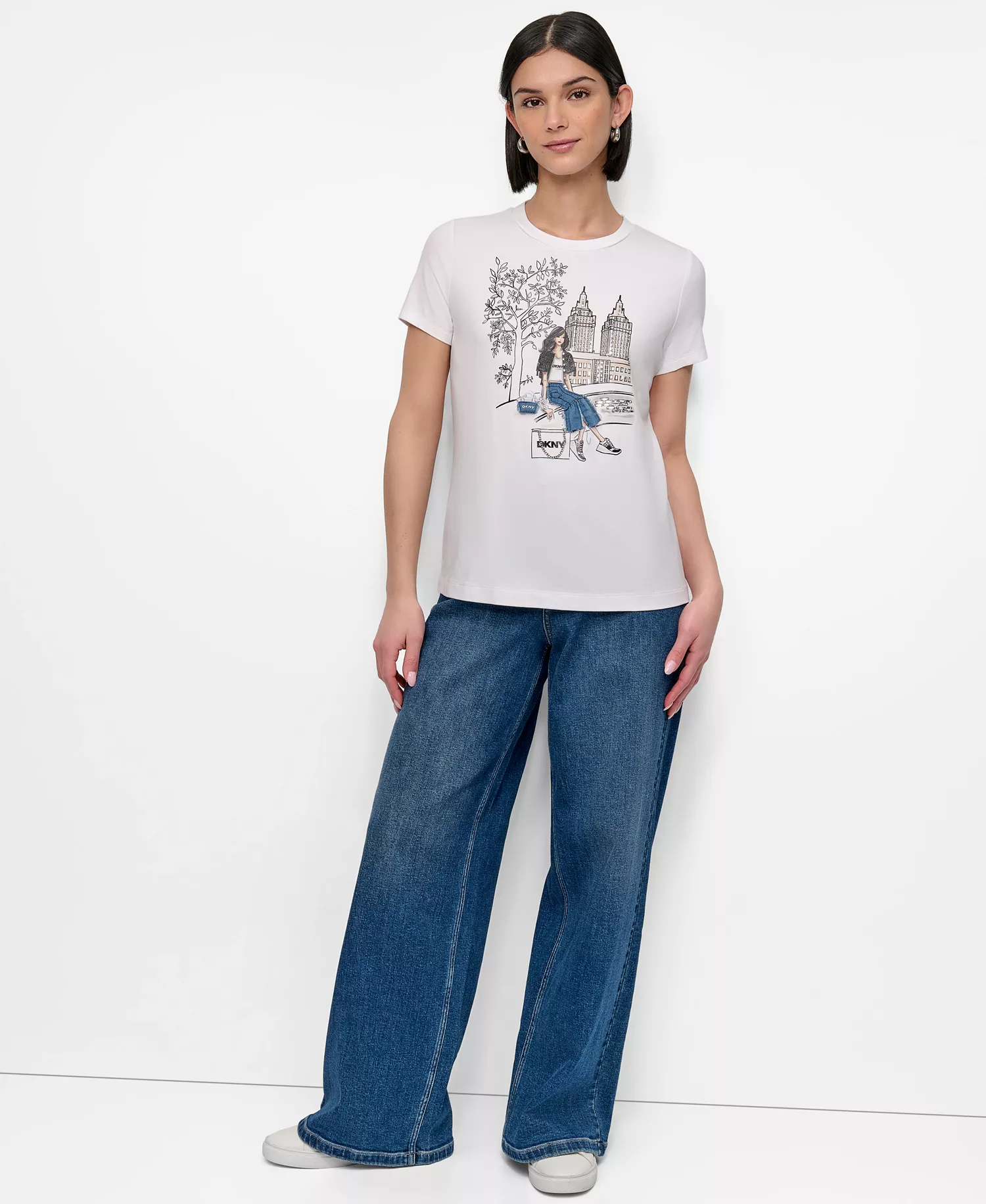 Women's Bow Bridge Conversational Crewneck Tee - Black - L