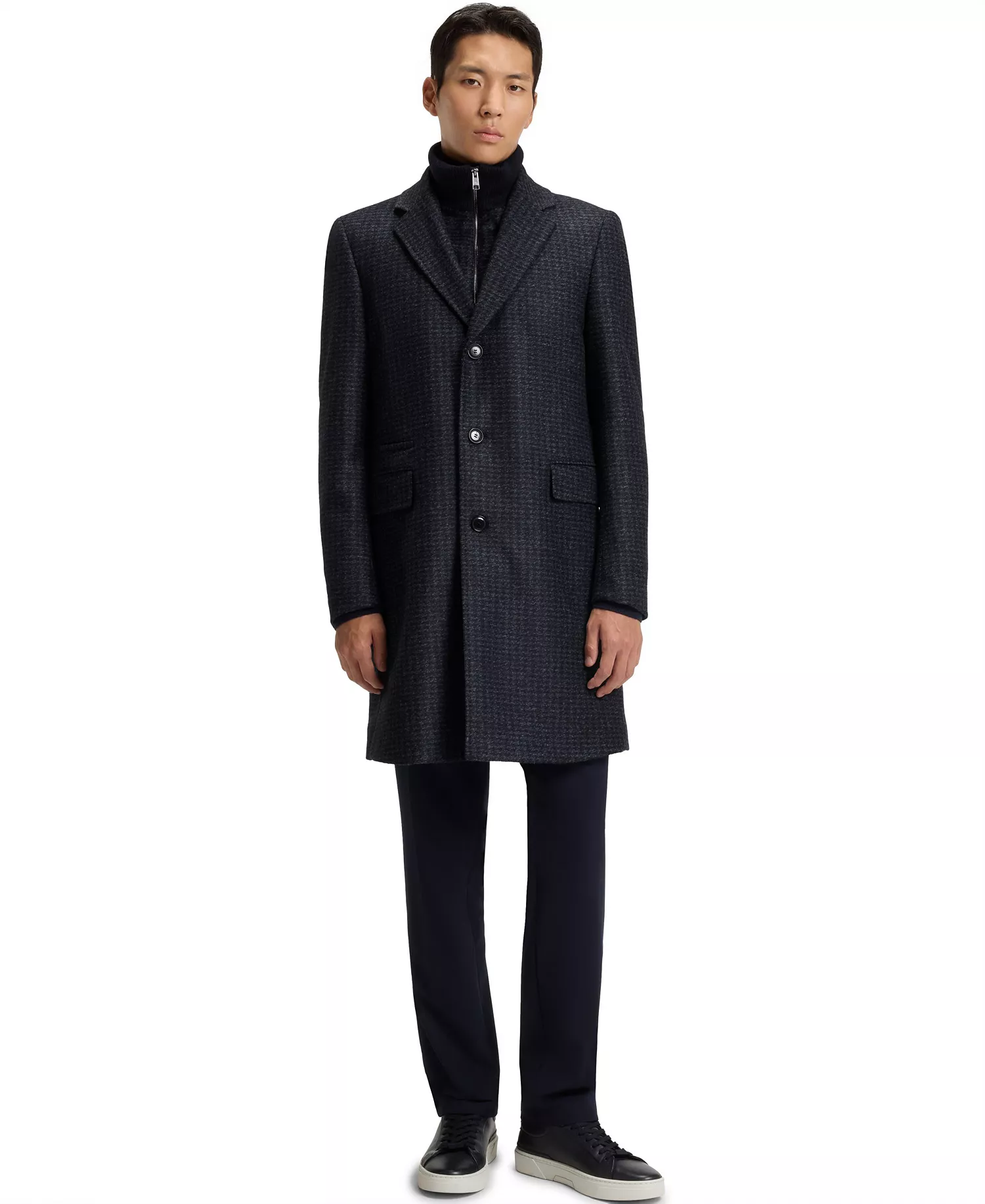 Men's Detachable Slim-Fit Coat - Dark Blue - 34R