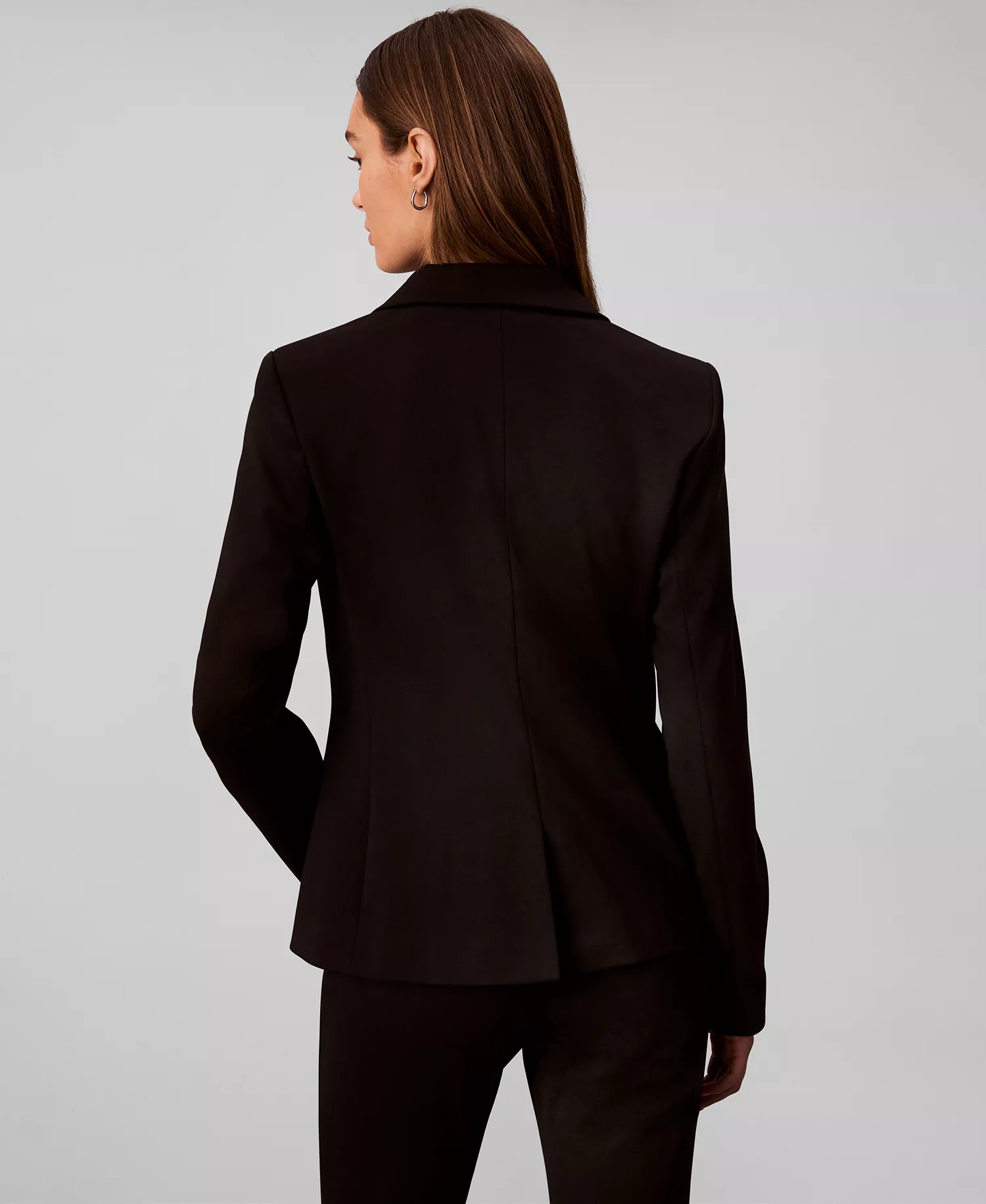Women's Slim-Fit Ponte Tailored Blazer - Black - 10