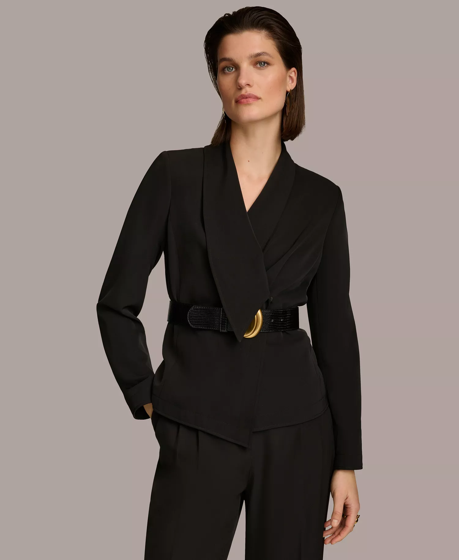 Donna Karan Women's Shawl-Collar Belted Blazer - Black - 0