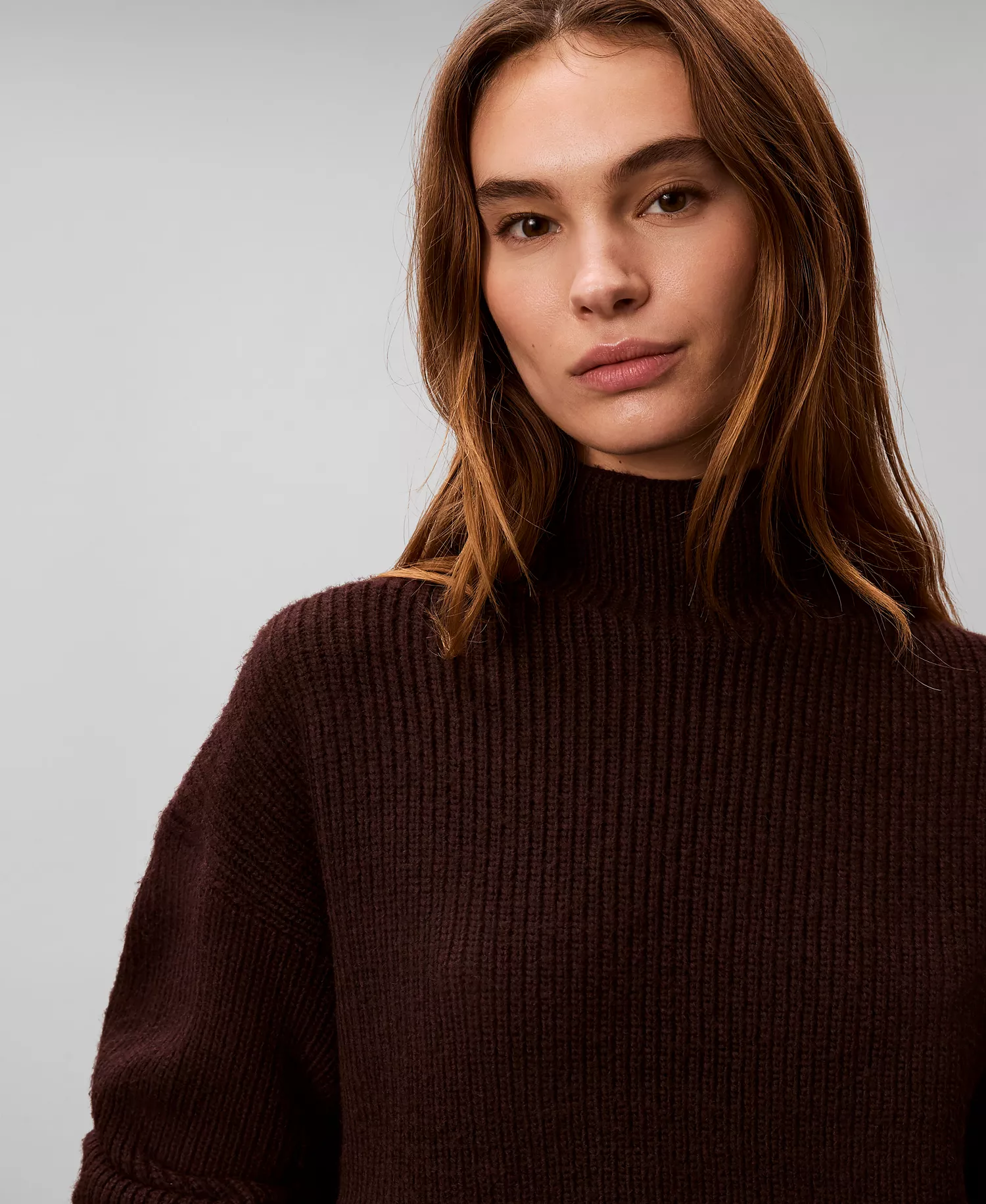 Women's Relaxed Turtle Neck Sweater - Mocha Brown - S