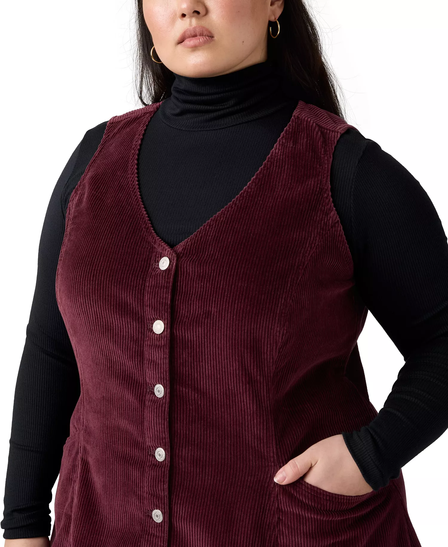 Plus Size Vianna Cotton Corduroy Dress - Red - 1X