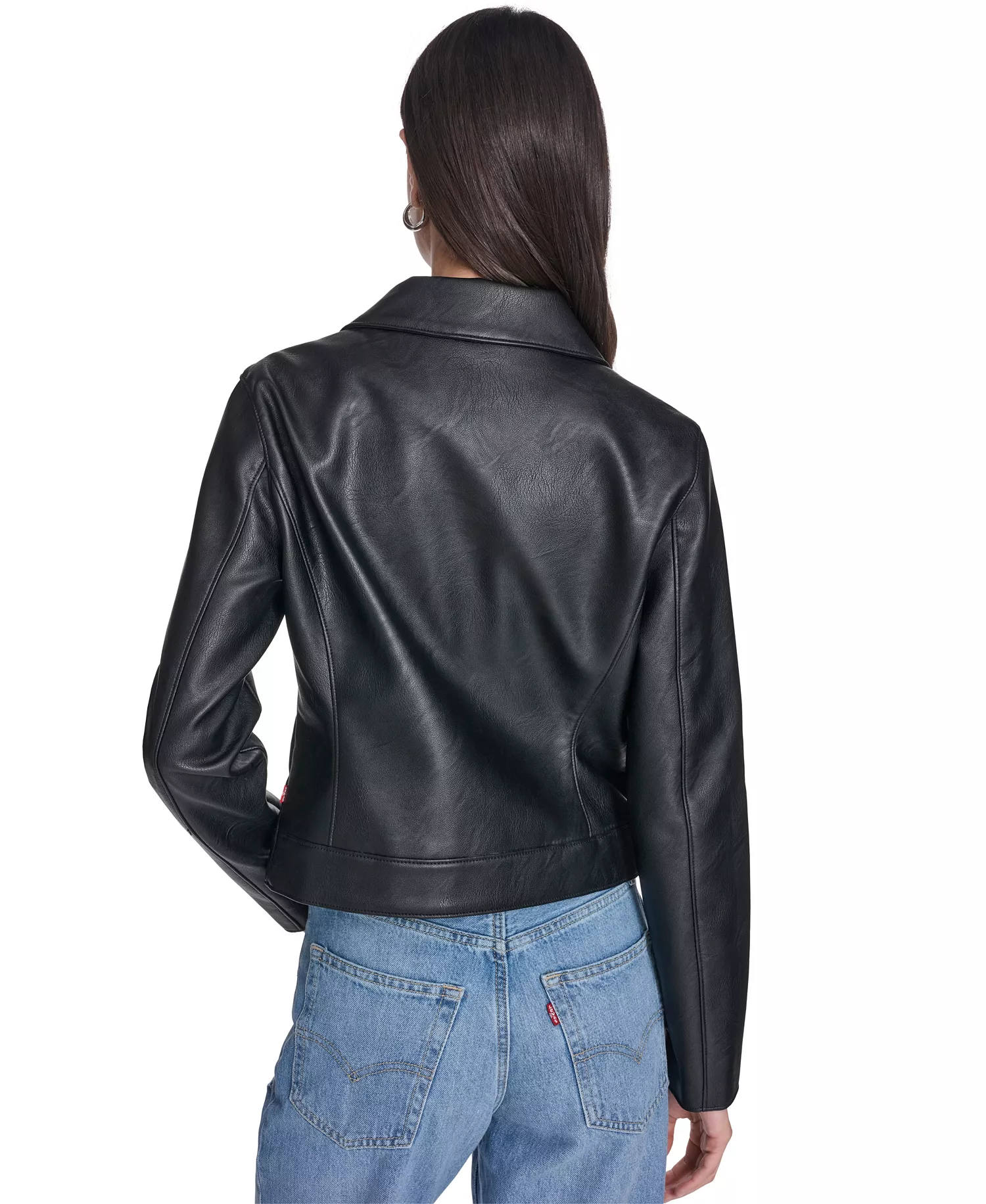 Women's Laydown Collar Zip-Front Jacket - Black - L