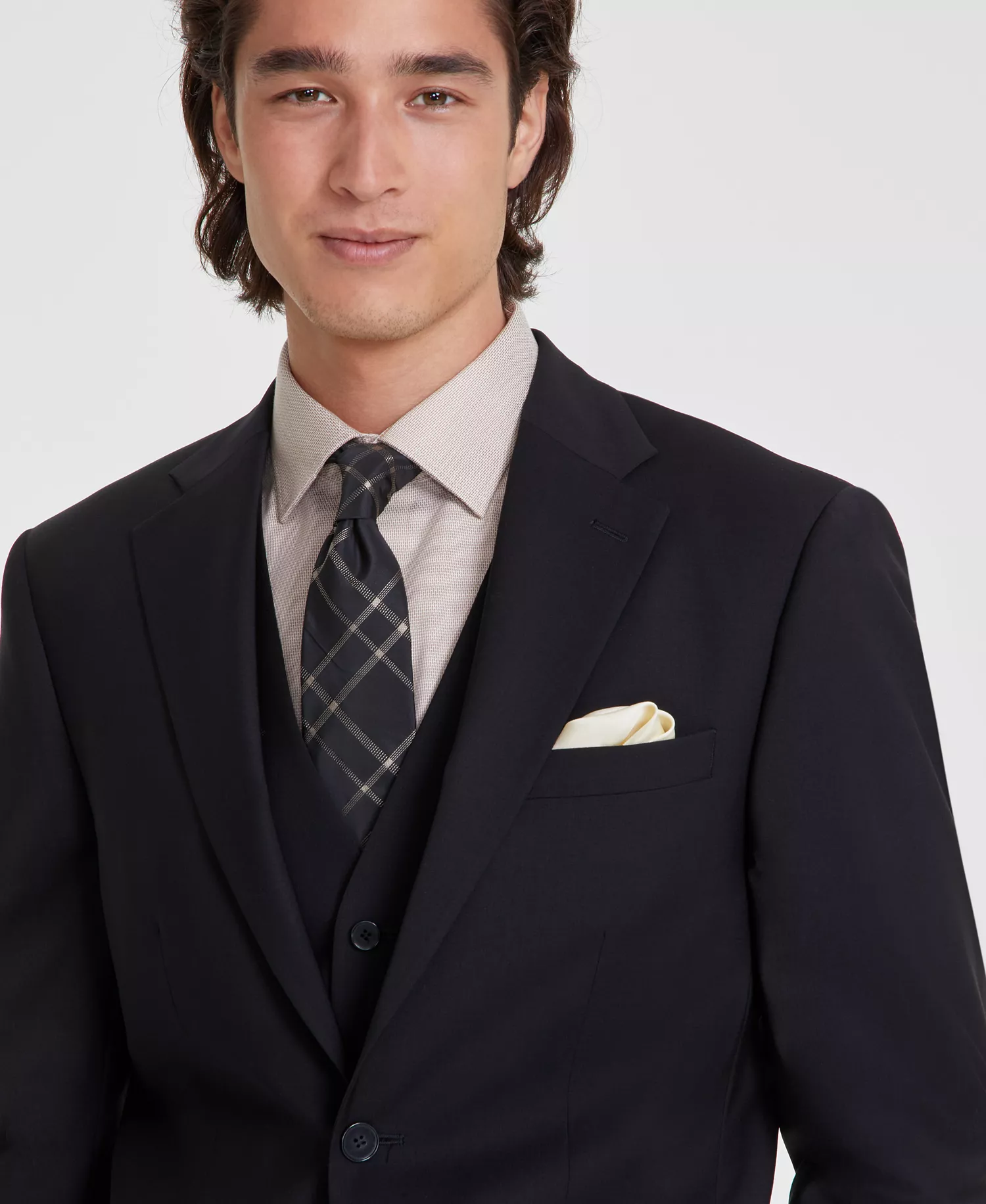 Men's Slim-Fit Wool-Blend Stretch Suit Jackets - Black - 36R