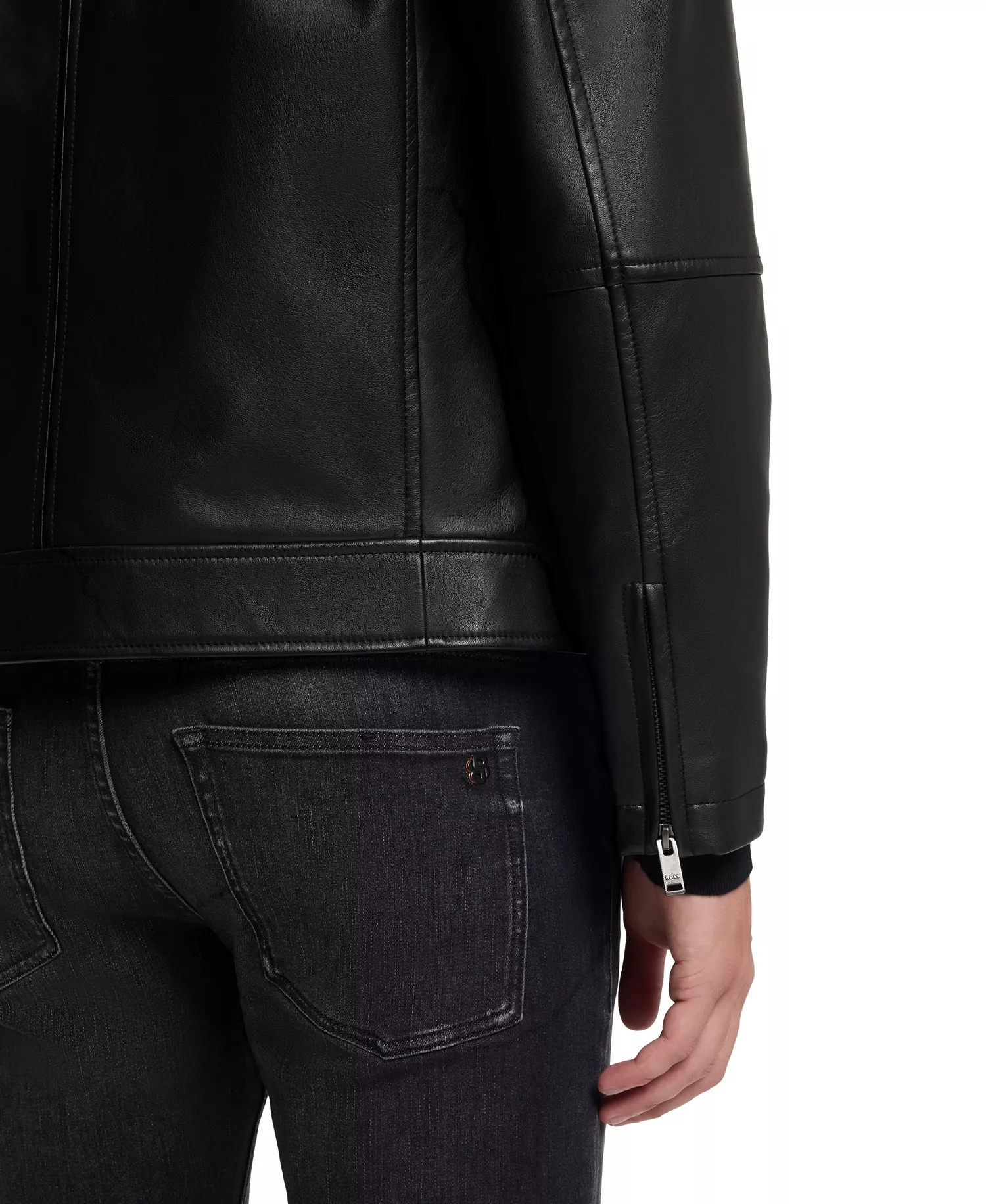 Men's Nappa Leather Regular-Fit Jacket - Black - 38R